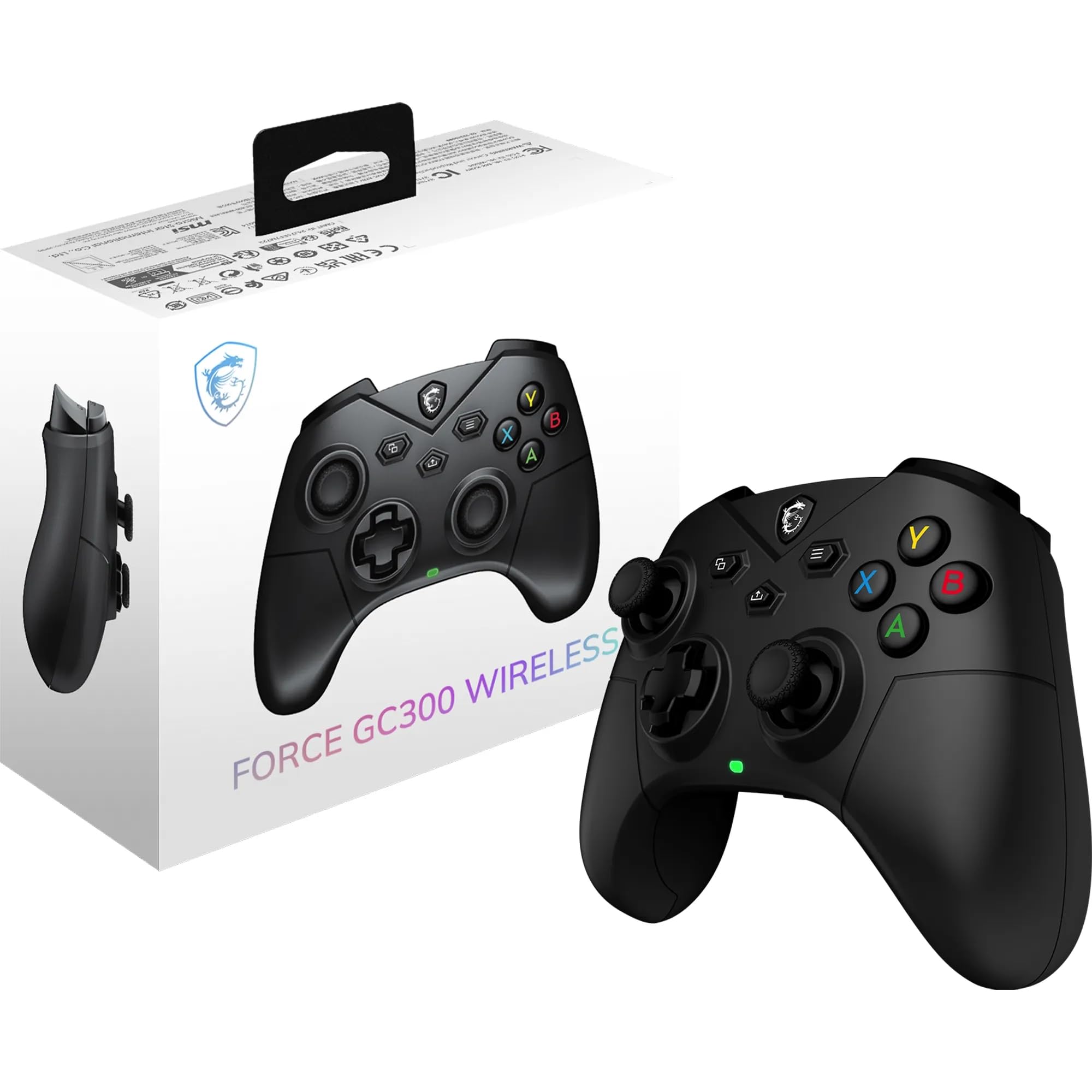MSI FORCE GC300 WIRELESS PC Gamepad Controller - 2.4 GHz, Bluetooth, USB Type-C a A - Cablato/Wireless, batteria Li-ion da 600mAh(20h), coperture D-Pad intercambiabili, motori a v…