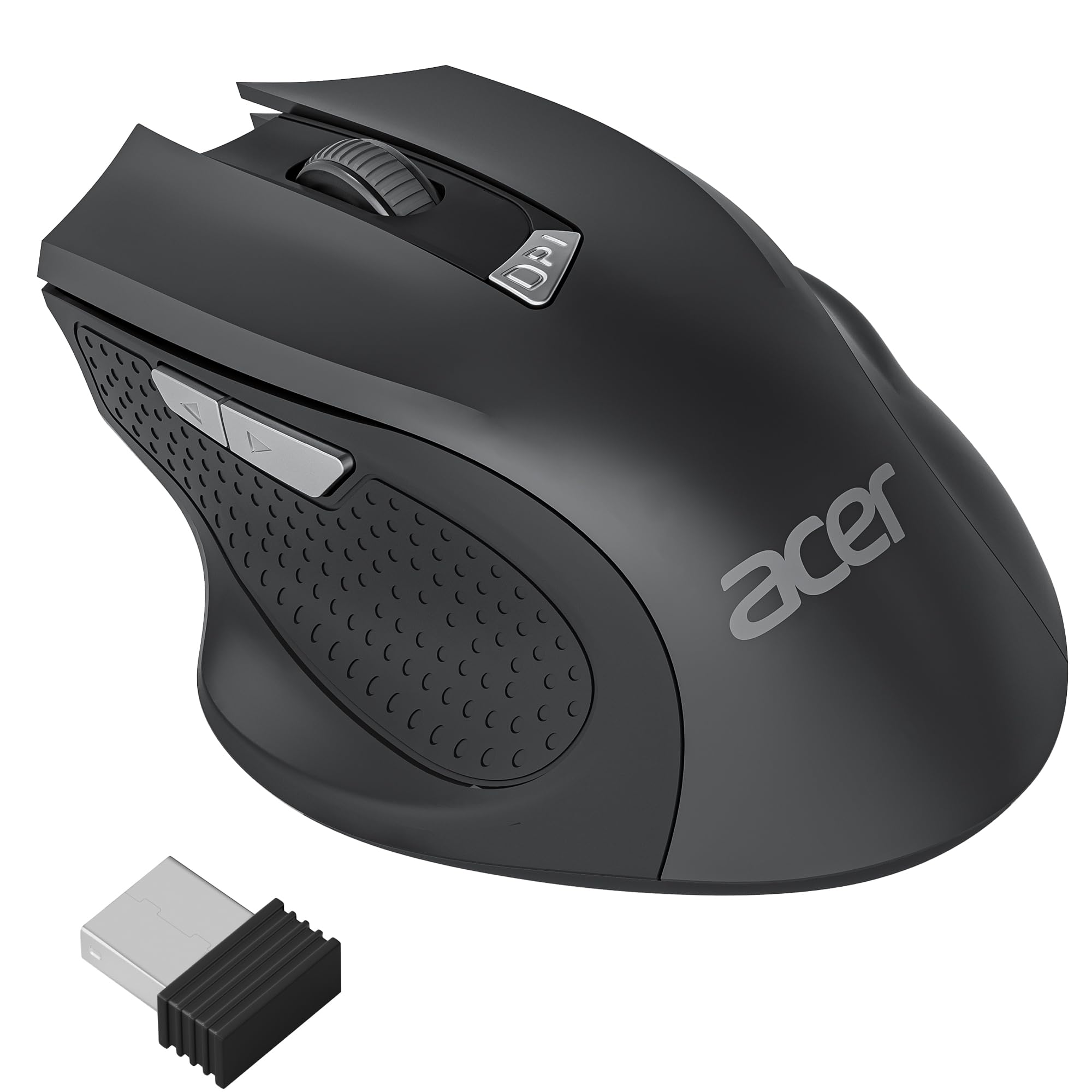 Acer Mouse Senza Fili 1600 DPI, Mouse Wireless USB 2,4 GHz | Mouse Computer con Mini Ricevitore USB, 6 Pulsanti, Compatibile con Laptop, PC, Ideale per l'uso domestico e in ufficio