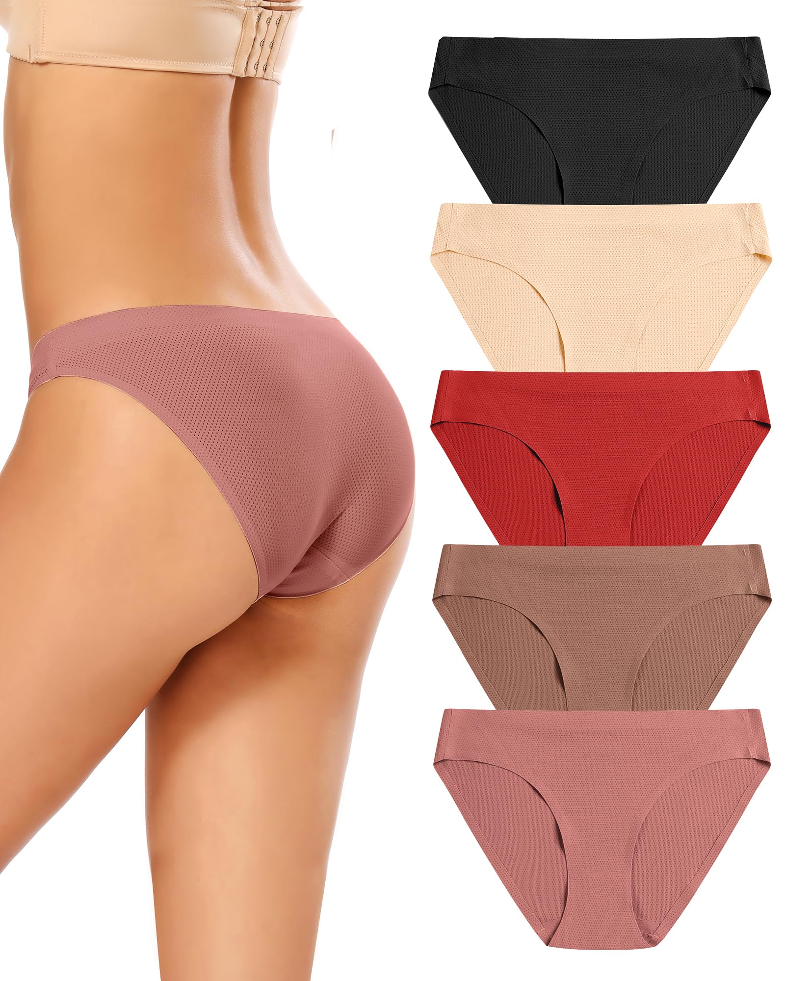 VOENXE Mutande Donna Senza Cuciture,Microfibra Seamless Slip Underwear | Invisibili Biancheria,Multipla Intimo Mutandine,Mutanda Invisibile,Bikini Taglio Laser Panties,Vita Bassa…