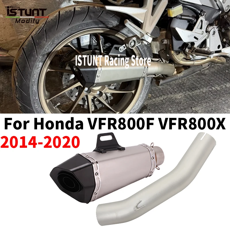 Sistema di Scarico Moto Modificato con Tubo Centrale e Silenziatore in Fibra di Carbonio Slip-On per HONDA VFR800 X VFR800 F VFR 800 X F 2014 - 2020