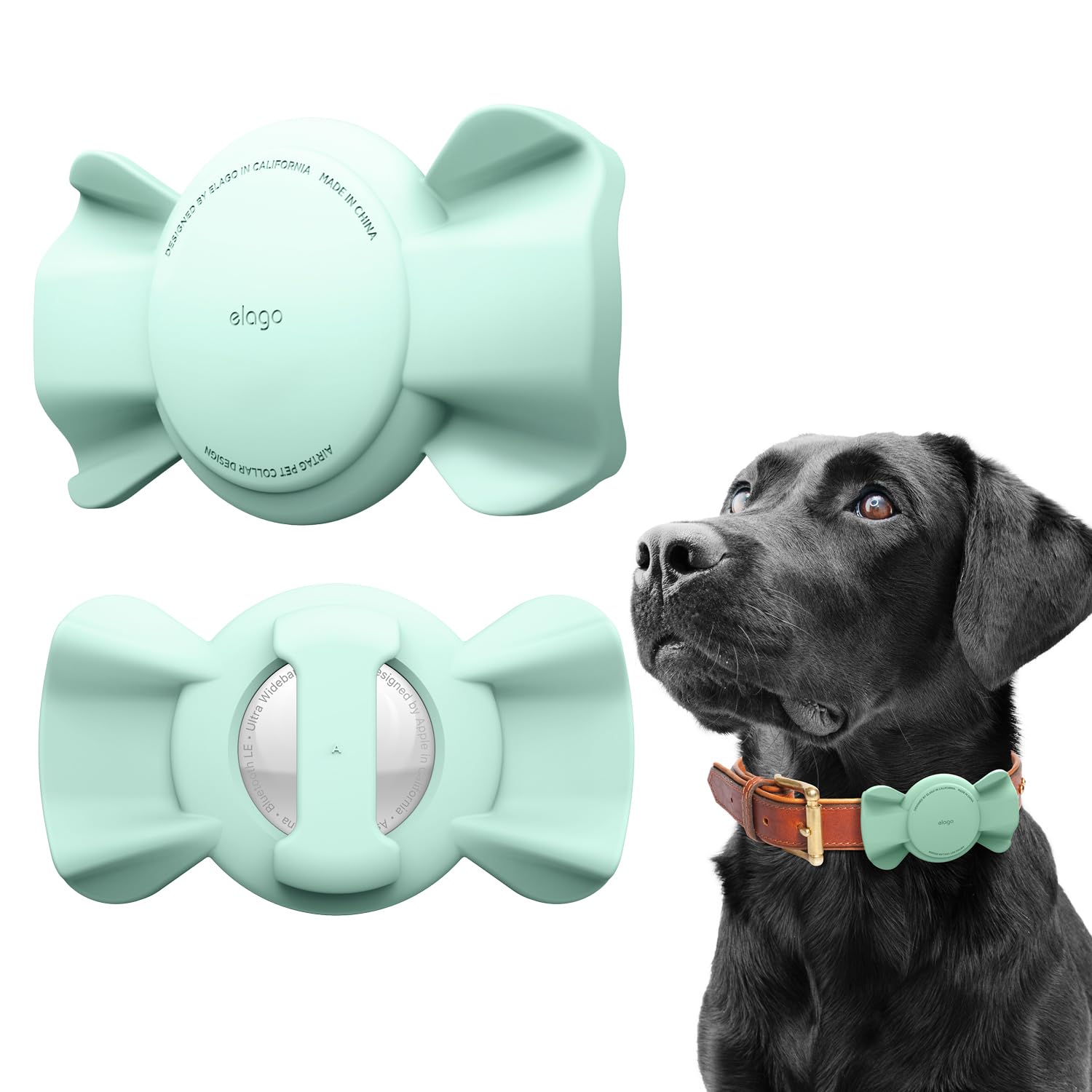 elago Cover da Collare per Animali per Apple AirTag 2ª Gen (2026)/1ª Gen | Silicone Premium per Collari di Cani e Gatti, Dispositivo di Tracciamento Non Incluso (Menta)