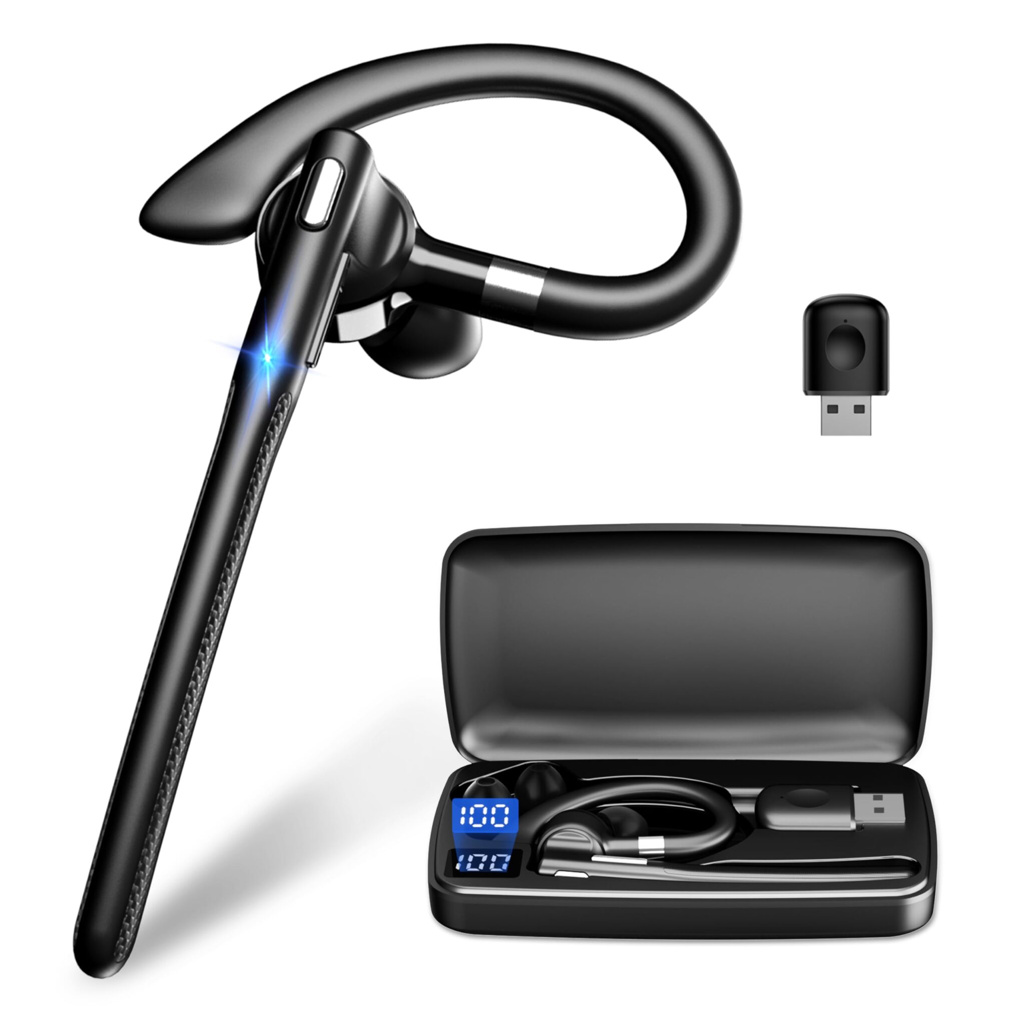 Auricolare Bluetooth 6.1 AI Singolo con CVC8.0 Microfono e USB, In Ear Cuffie Senza Filo Connessione a due Dispositivi, Custodia di Ricarica LED, 180 ore di Standby Cuffie per Gui…