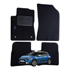 Set 4 Tappeti in Moquette Adatti per CITROEN C3 III dal 2016 - (con 2 Attacchi)