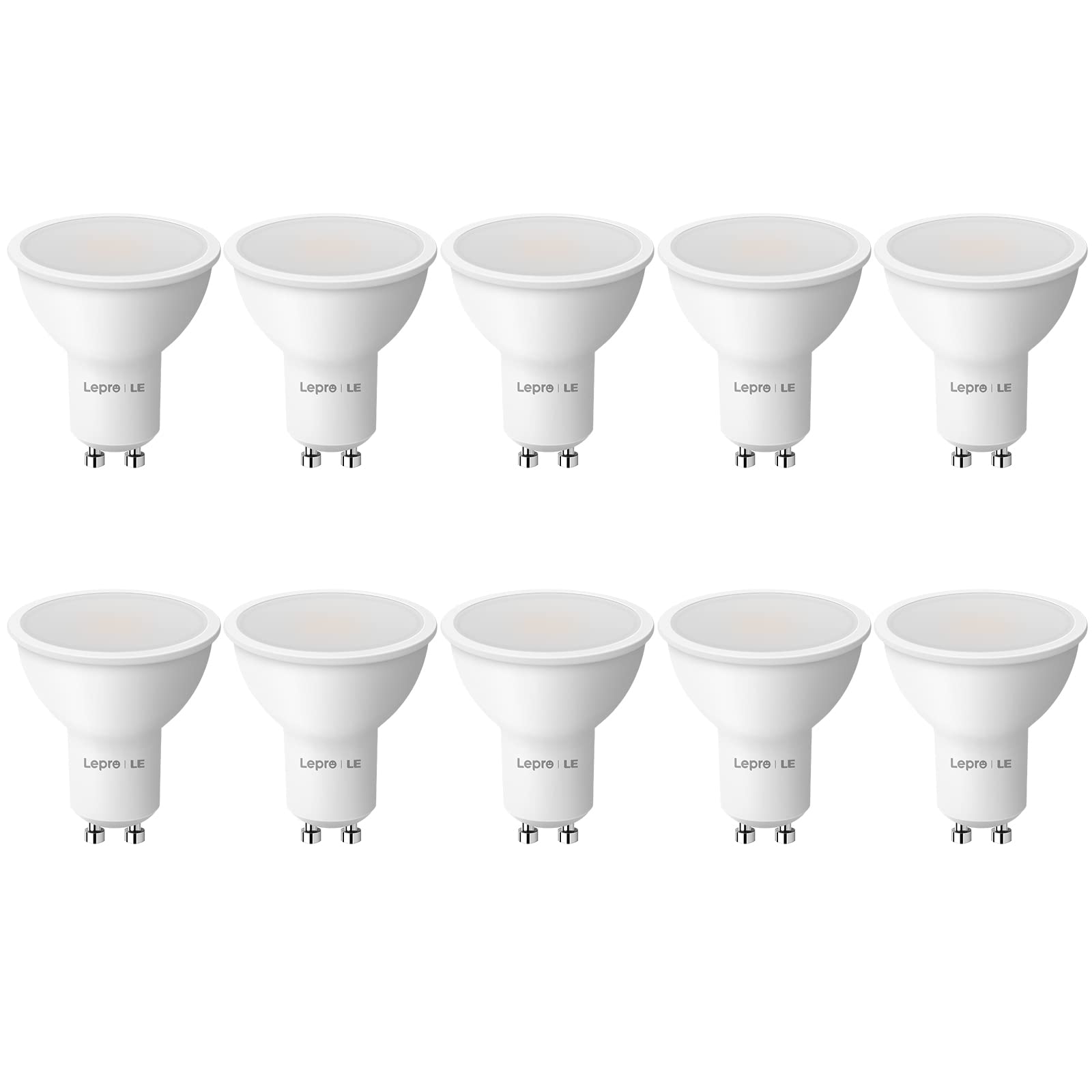 Lepro Lampadine LED GU10 4W, Faretto (Equivalenti a 50W) Luce Bianca Calda 2700K 345 Lumen, Angolo del Fascio di 100°, Lampadina Nessun Sfarfallio Non Dimmerabili - Confezione da…