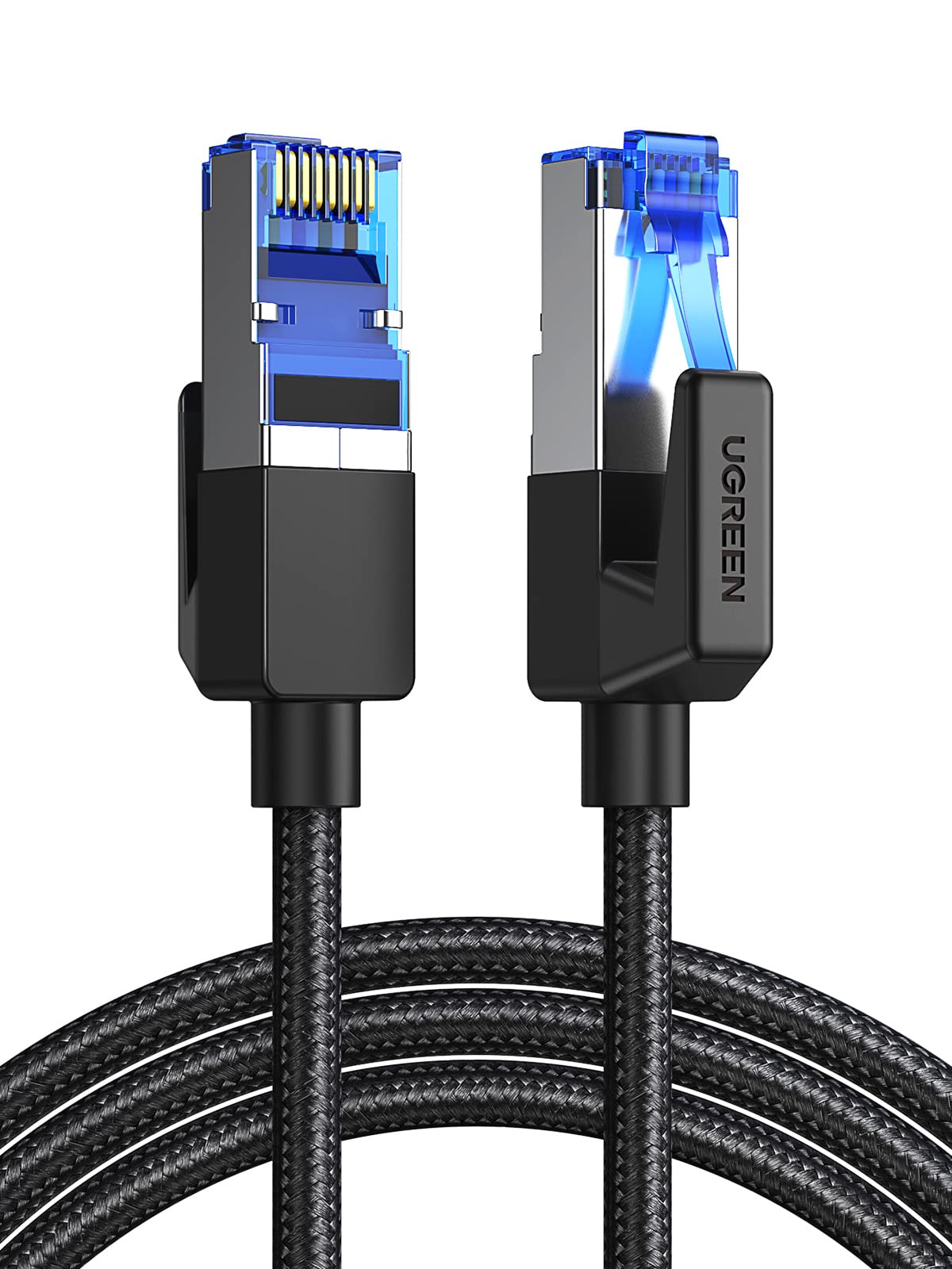 UGREEN Cat 8 Cavo Ethernet Rete RJ45 Super Velocità 40Gbps 2000MHz (5M) | Nylon Intrecciato Doppio Schermatura Compatibile con Router Switch Modem Decoder TV Box Xbox Console di G…