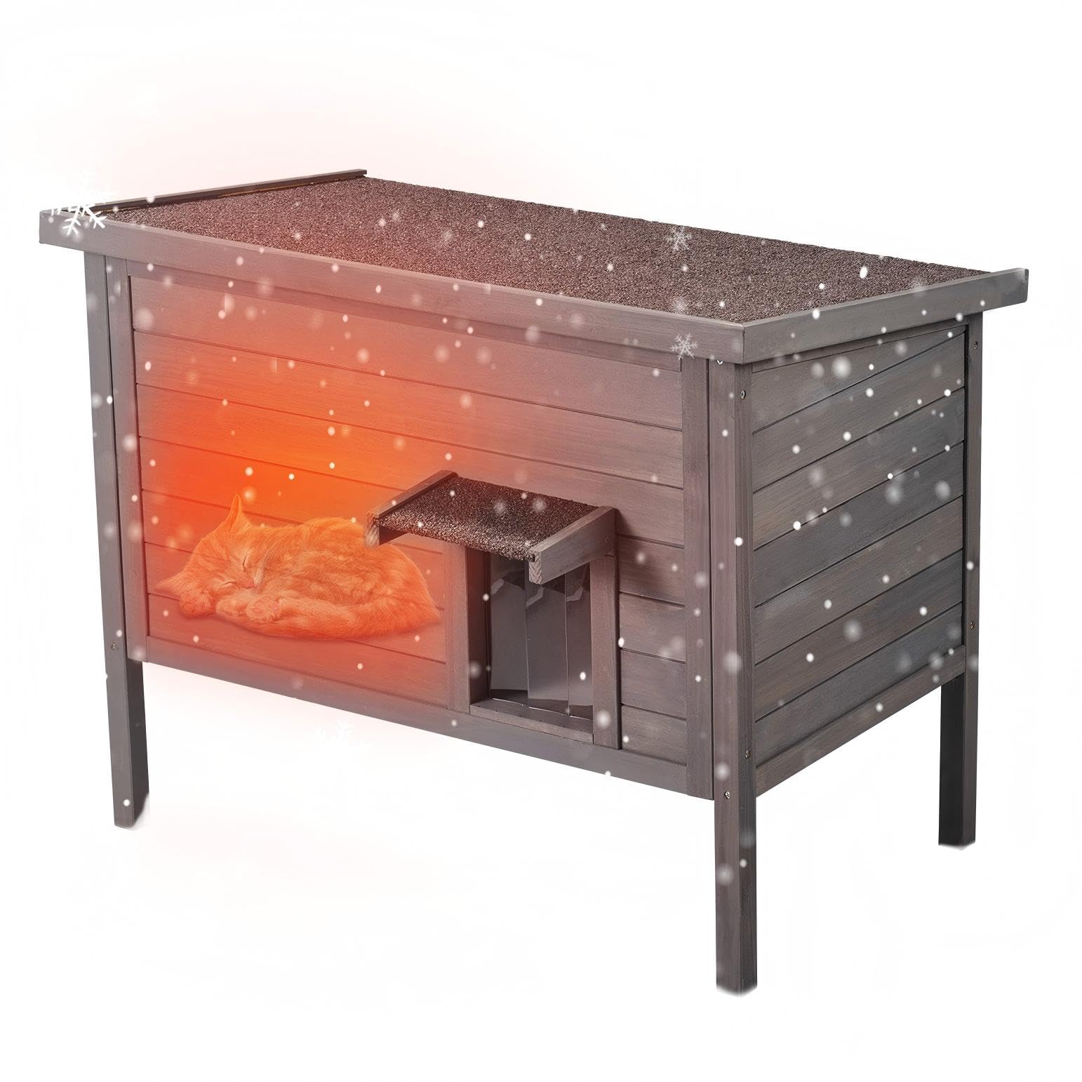 VEVOR Cuccia per Gatti da Esterno, 870x535x690 mm, Cuccia per Gatti in Legno, Resistente agli Agenti Atmosferici, Isolamento in Schiuma, Tetto Aperto, Porta a Ribalta, Cuccia per…