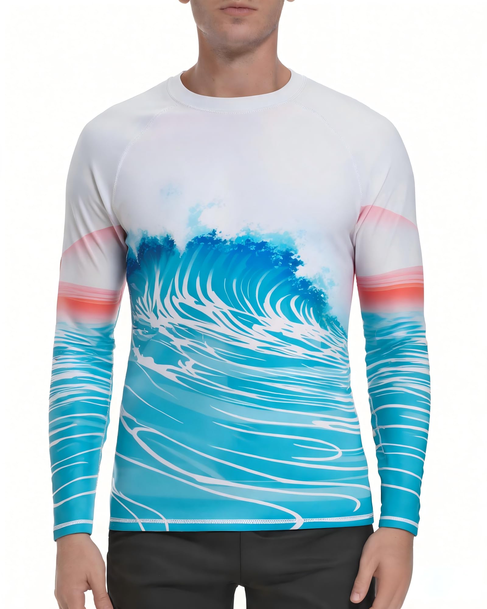 VAYAGER Camicie da Bagno da Uomo UPF 50+ Rash Guard Maglietta a Maniche Lunghe ad Asciugatura Rapida Loose Fit Camicie da Pesca in Acqua con Protezione UV