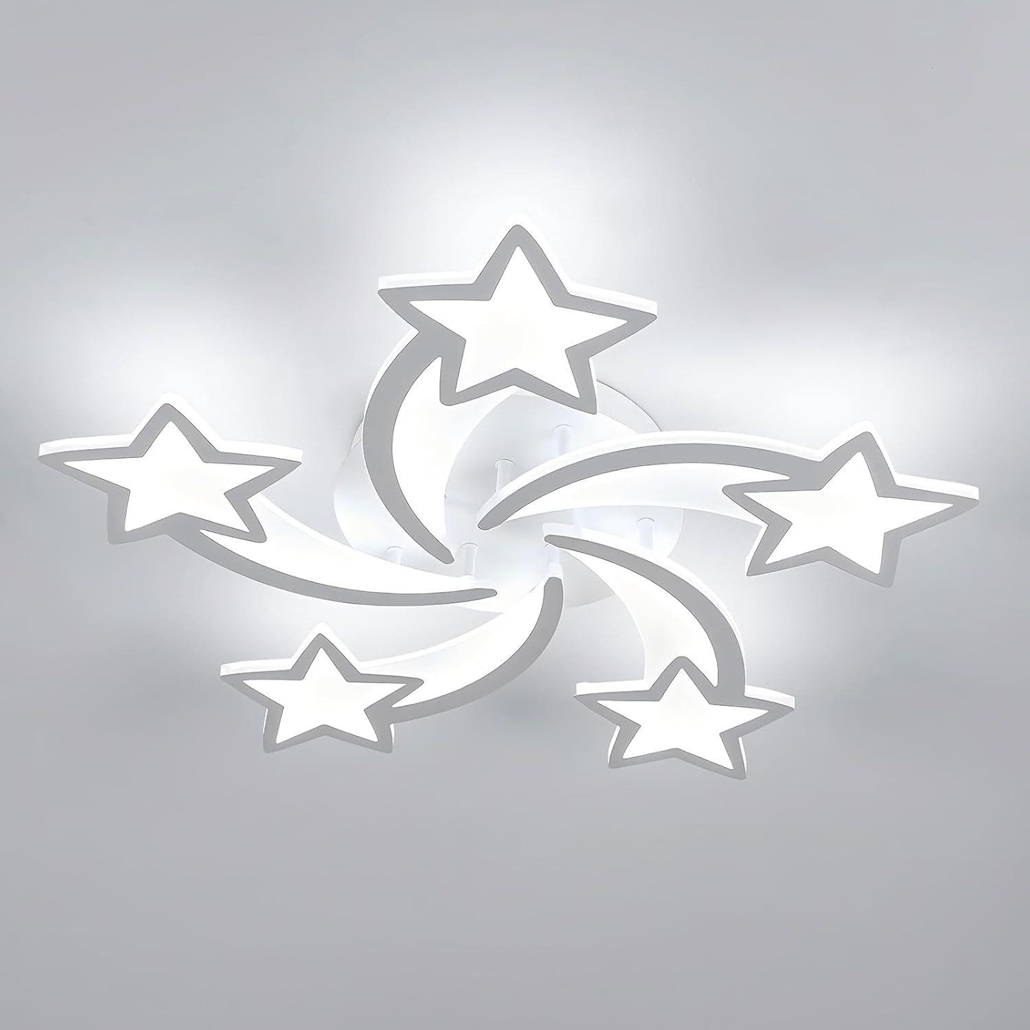 Osairous Plafoniera LED Moderna, 60W 6700LM Lampadario Cameretta Bimba, Lampadario Creativo a Forma di Stella 5 Teste, Plafoniera per Soggiorno, Luce Bianca Fredda 6500K