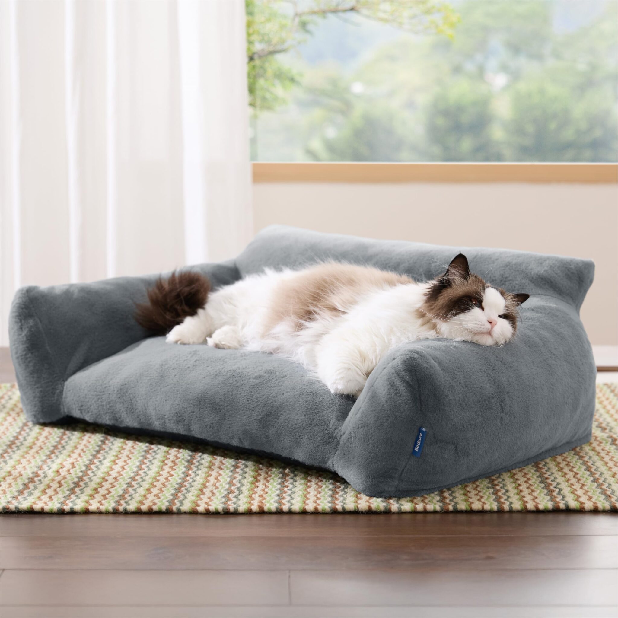 Bedsure Cuccia per Gatti - Divano per Cani Grande, 76x51x25cm, Grigio Scuro | Copriletto Rimovibile e Lavabile, Base Antiscivolo, per Gatti Grandi e Cani Medi, Divano Morbido, Car…