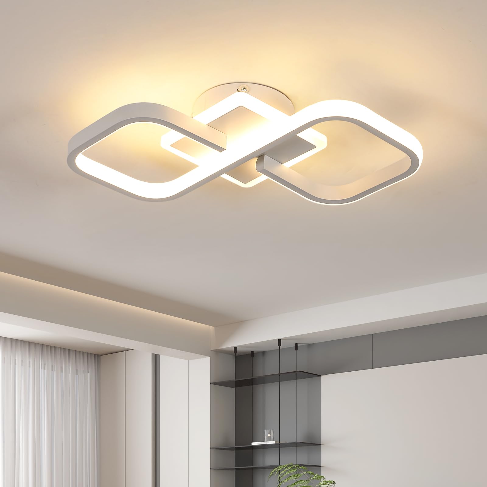 Comely Plafoniera LED quadrata a Soffitto, bianca, potenza di 36W, 4050LM. Design Moderno con 2 quadrati. Luce calda 3000K, adatta ad corridoio, cucina, camera da letto o soggiorn…