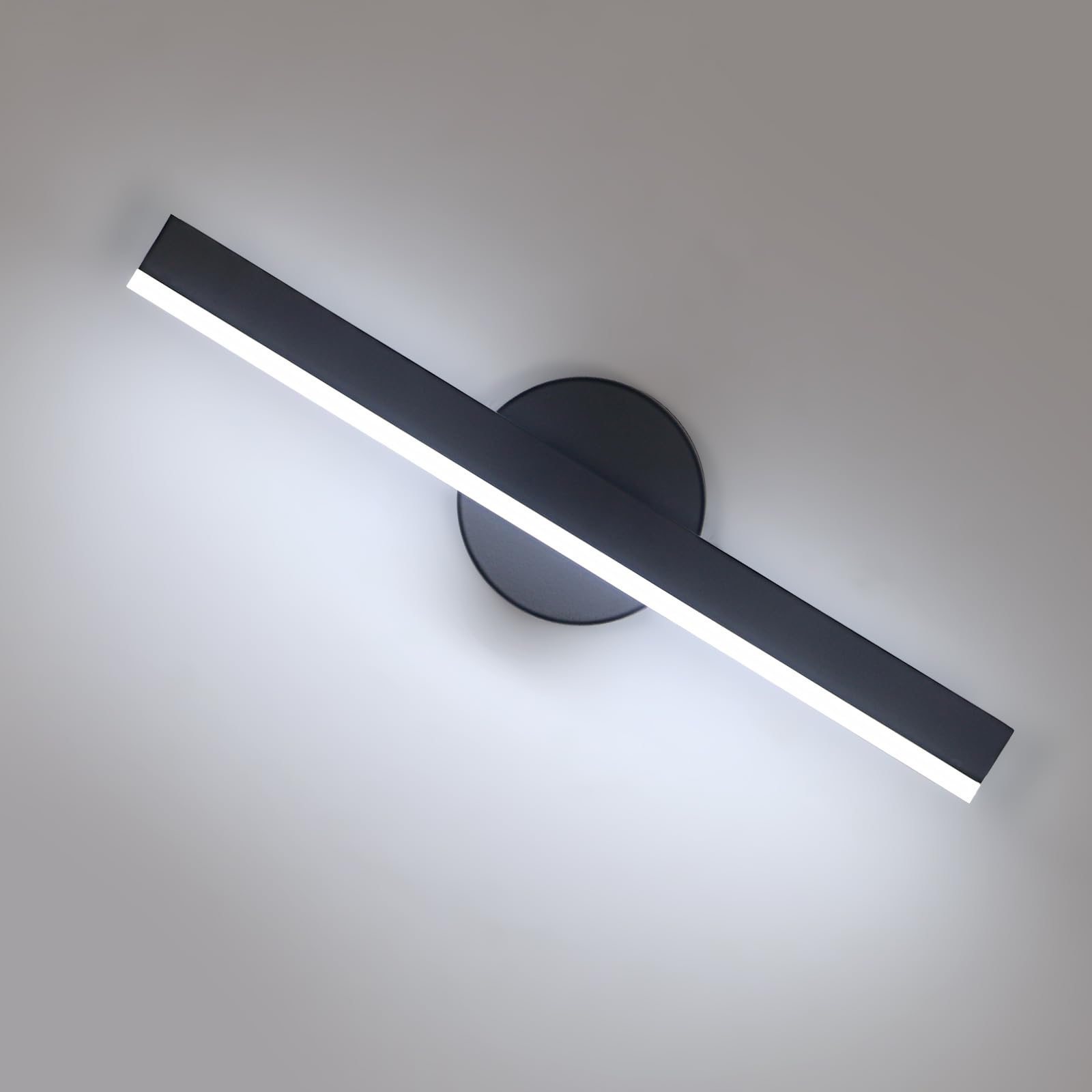 Riserva 12W Applique LED da Parete Interno, Rotazione 300°, 6500K, Nero | Moderno Lampada Murale in Acrylico per Salotto, Camera da Letto, Corridoio