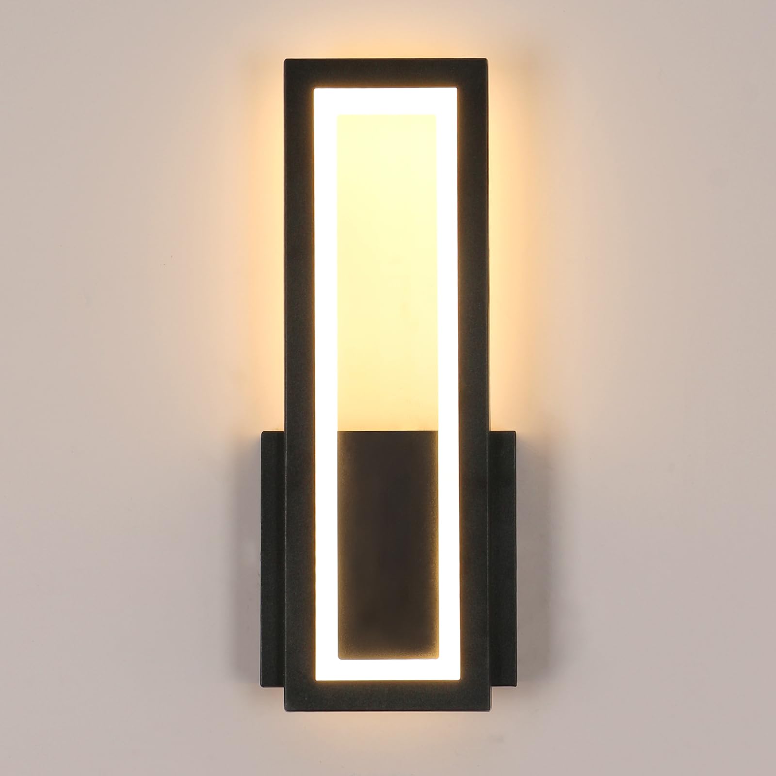 Osairous Applique LED da Parete Interno, 16W 2000LM Nera 3000K, 32CM | Lampada da Parete Nera Moderno, Lampada a Muro in Acrilico Camera da Letto per Soggiorno, Corridoio, Studio,…