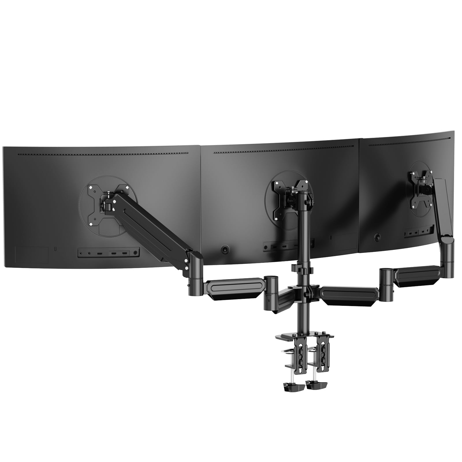 Suptek Supporto per Triplo Monitor con Molla a Gas per Schermi da 17-32", Braccio Triplo Ergonomico Regolabile in Altezza, Giro e Rotazione 360°,VESA 75/100mm, Portata 10kg per Br…