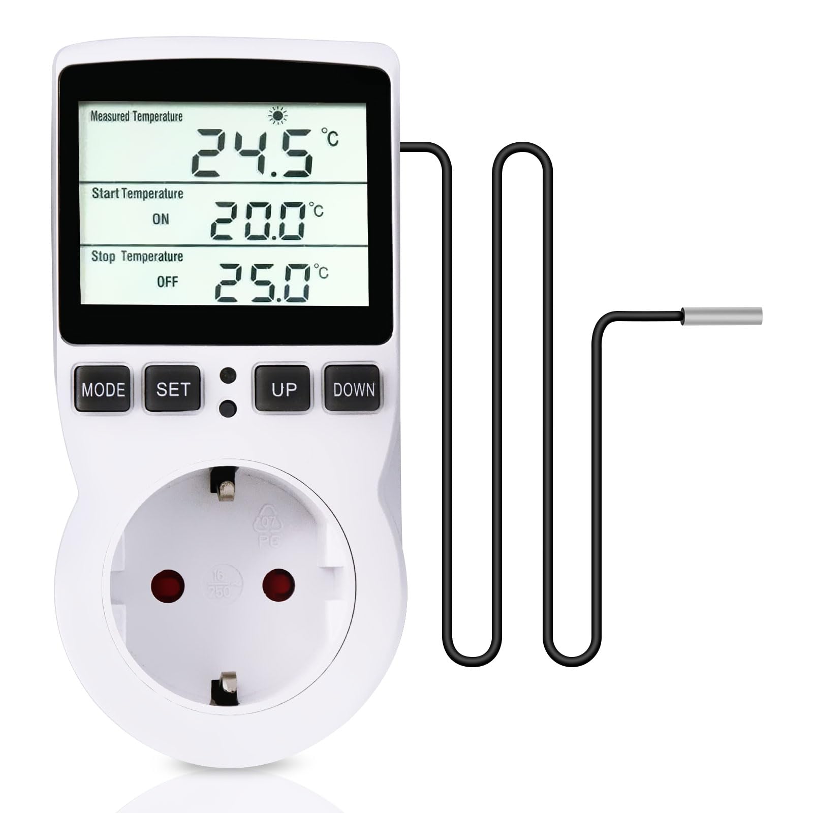 Termostato digitale,Regolatore di Temperatura,Digitale Termostato Regolatore Temperatura LCD Multifunzione con Timer e Sonda per Serra, Acquario, Riscaldamento, Terrario, Acquario…