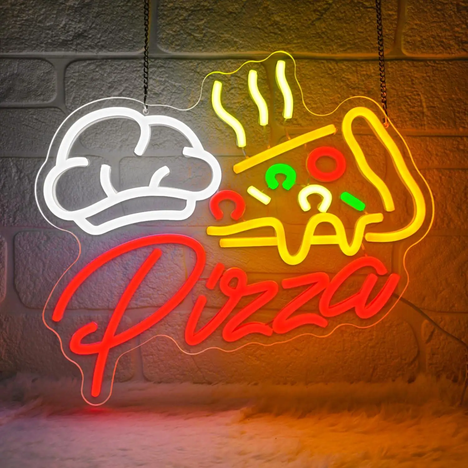Insegna al Neon Pizza, Luci LED Colorate per Pizzerie, Fast Food, Cucine, Ristoranti, Decorazione Murale, Insegne LED per Attività Commerciali