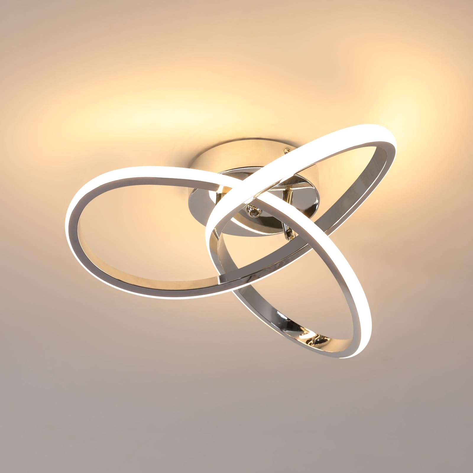 Comely - Plafoniera LED rotonda a Soffitto, argento, potenza di 30W, 3375LM. Design Moderno a intreccio. Luce bianca calda 3000K, adatta ad Corridoio, Cucina, Camera da Letto o So…