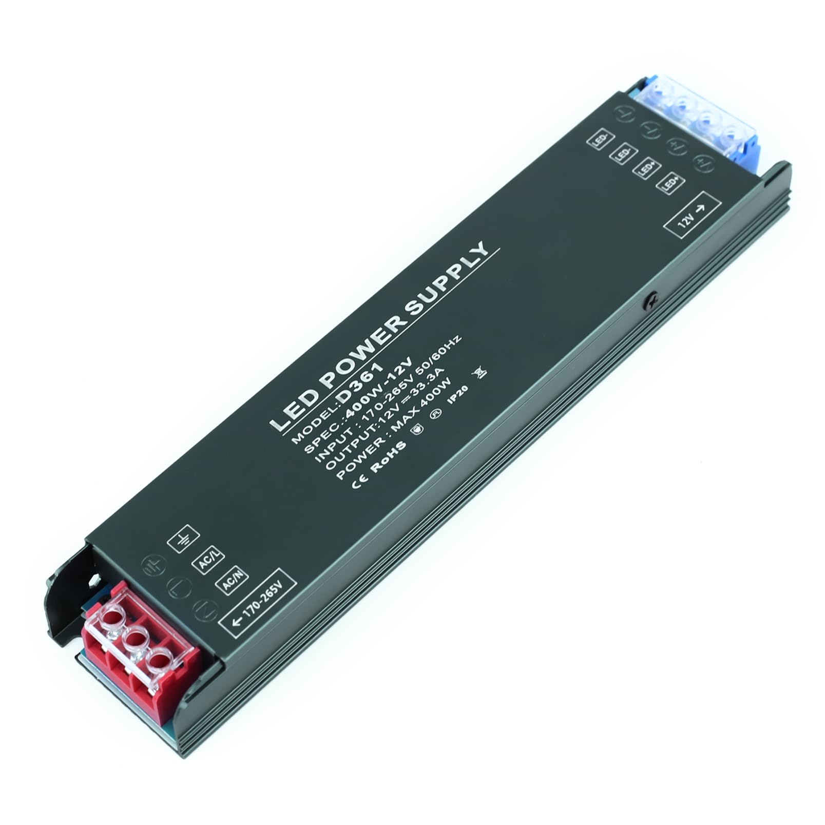 KSIBNW Alimentatore 12V Trasformatore AC 220V a DC 12V 33,3A 400W, Slim LED Trasformatore Trasformatori Netzteil Interruttore Adattatore Tensione Costante Alimentatoredi Bassa per…