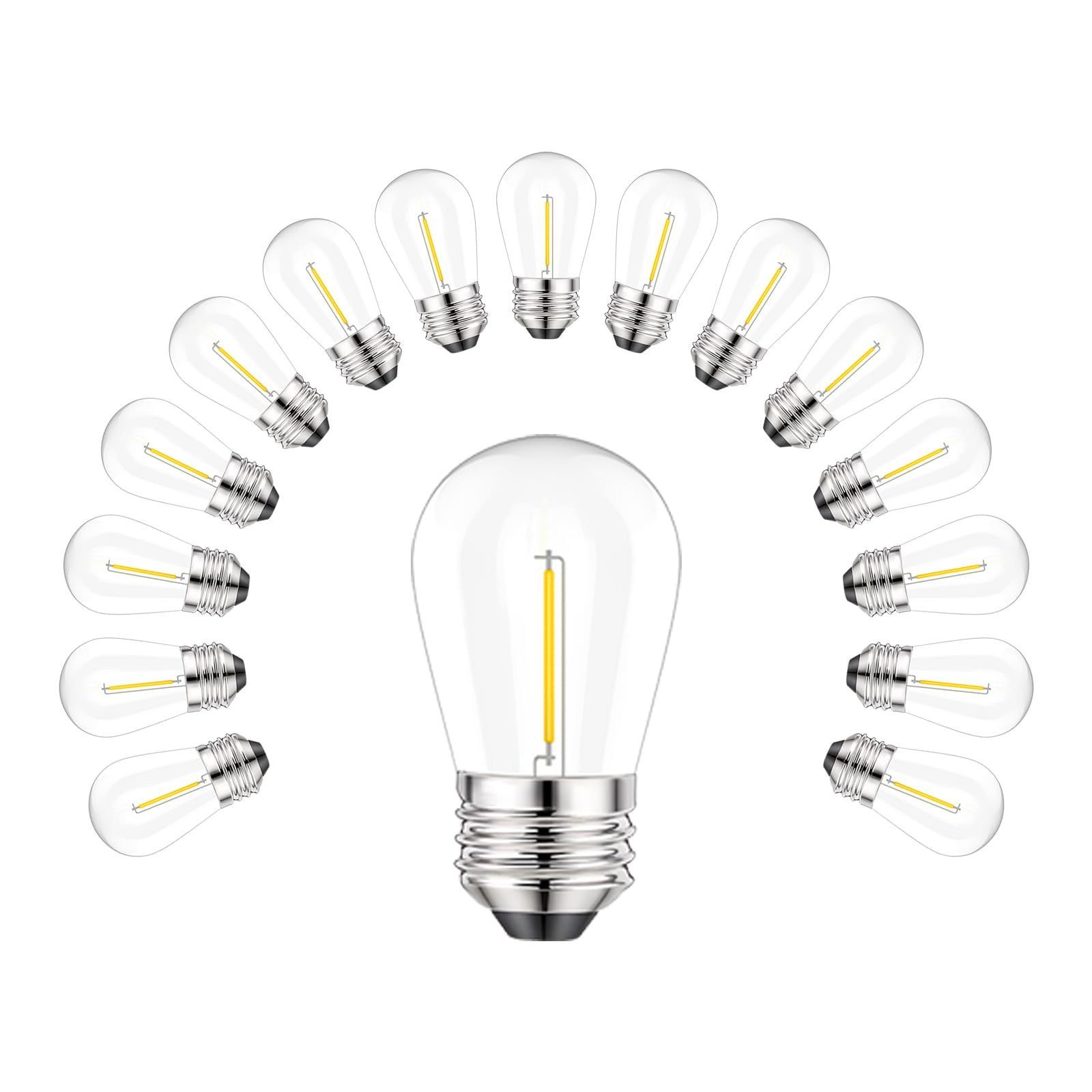 Svater E27 LED Lampadina, S14 Lampadine Led L1W (Equivalenti a 10W), Plastica 2700K Bianca Calda 80Lm Dimmerabile IP65 Impermeabili Lampadine per Esterno Interno 15Pcs