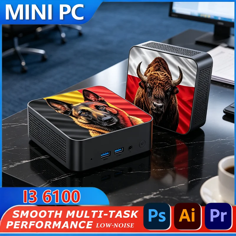 Mini PC Intel Core i3 6100 Win11 16GB DDR4 2TB SSD WiFi6 BT5.2 4K HD Computer Desktop da Gaming per Gamer