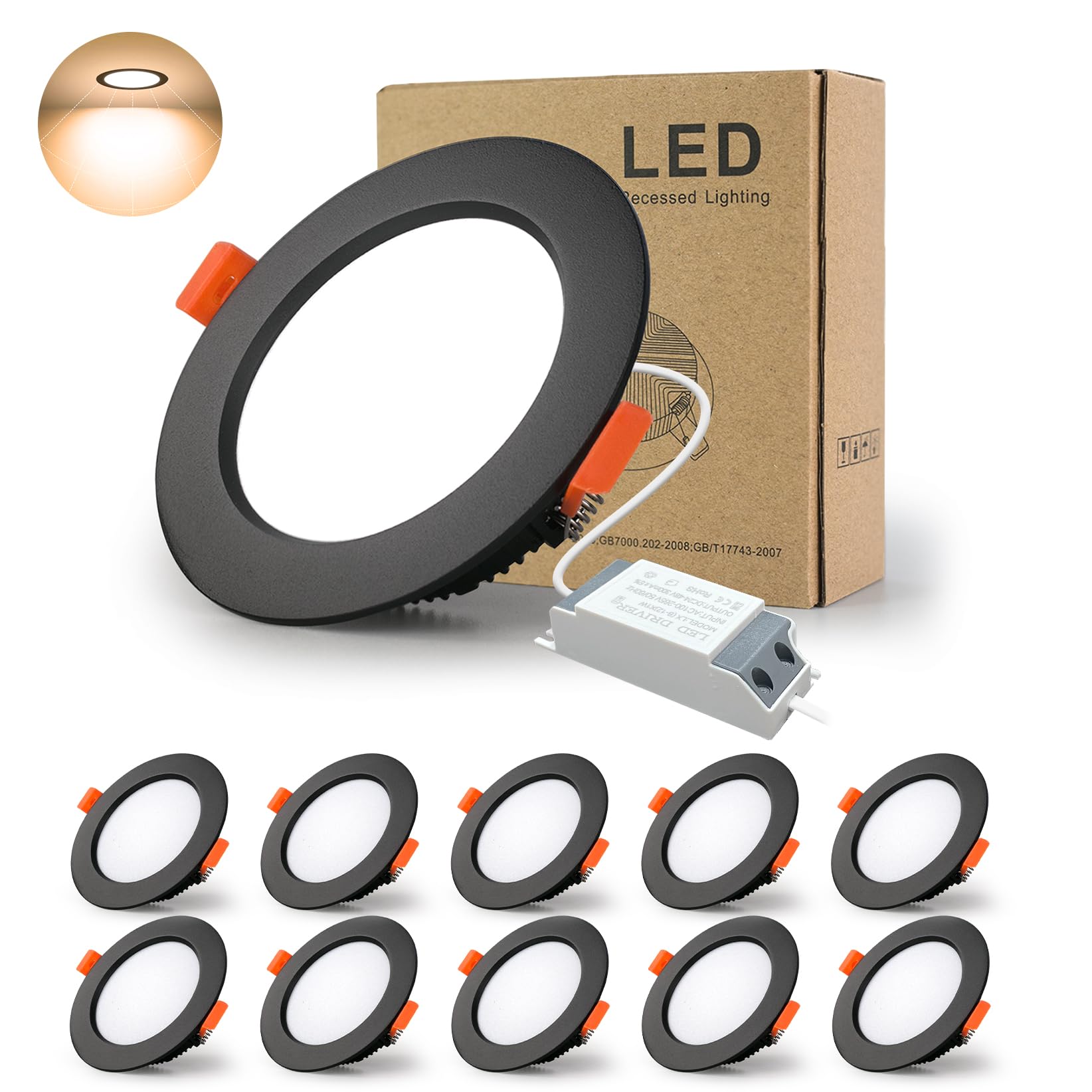 BAGZY 10x Faretti LED da Incasso per Cartongesso,5W Luci Ultrasottili da Soffitto e per l’illuminazione da Interno IP44,Bianco Caldo 3000K,500 Lumen,AC 220-240V,Foro Incasso 70-80…