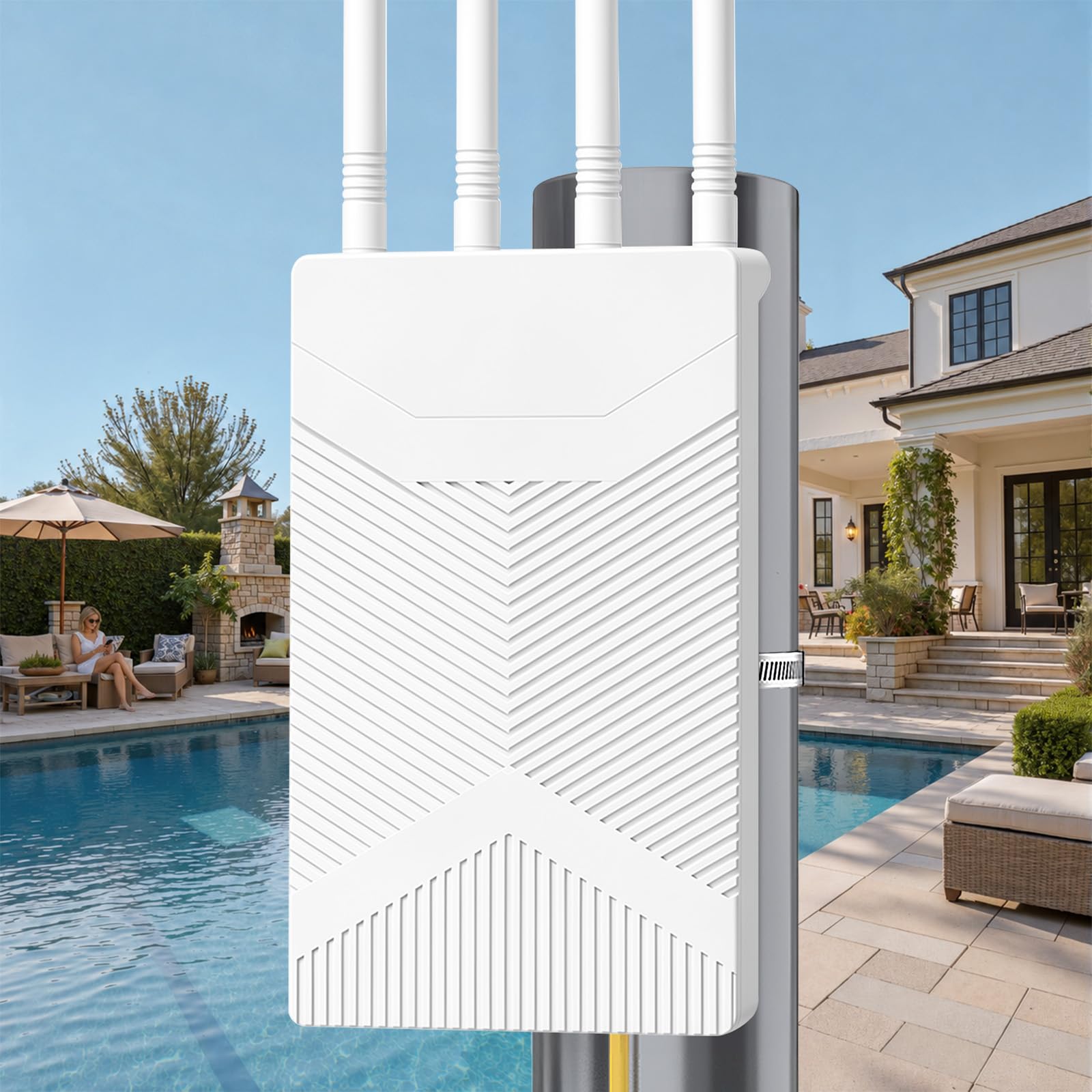 MEETOWN Ripetitore WiFi Esterno, 1800Mbps WiFi 6 Range Extender Outdoor con Antenne WiFi ad Alto Guadagno, Poe, IP65 Waterproof Copertura WiFi Lunga Distanza per Giardino Camper G…