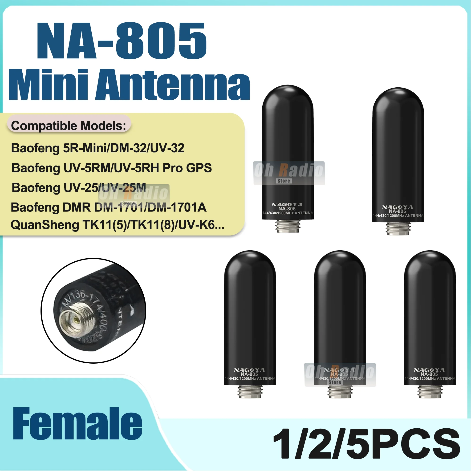 NA-805 Antenna SMA-Femmina VHF/UHF UV-5R Mini Antenna 136-174/400-520MHZ Per Iradio UV-88 UV-98 Plus Quansheng TK11(5) Radio UVK6