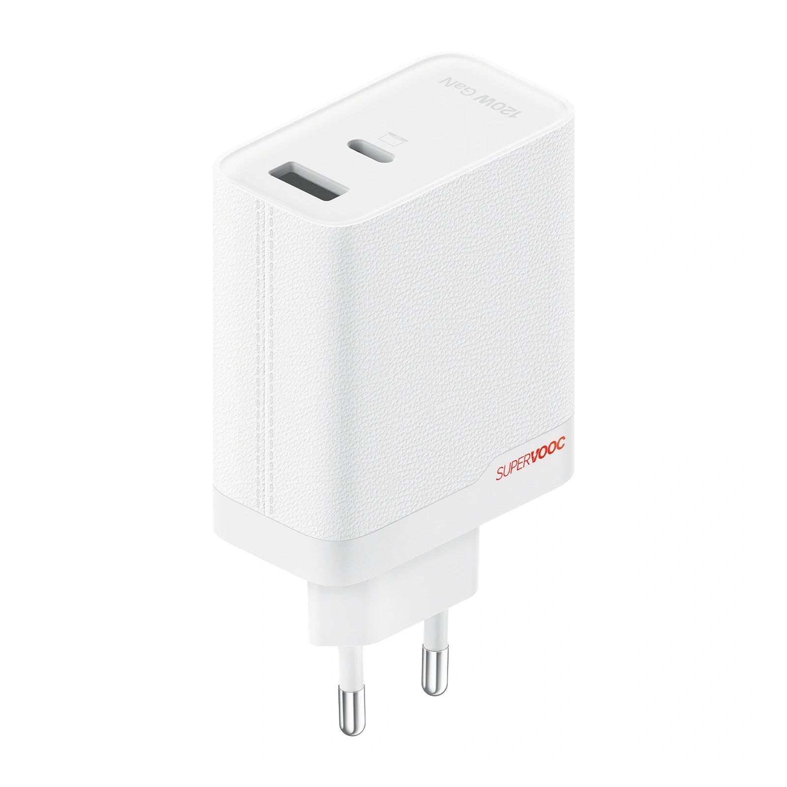 OnePlus SUPERVOOC 80W Caricabatterie rapido, adattatore di alimentazione GaN a due porte con cavo flash di tipo C, compatibile con OnePlus 15/15R/13/13R/Nord5/CE5
