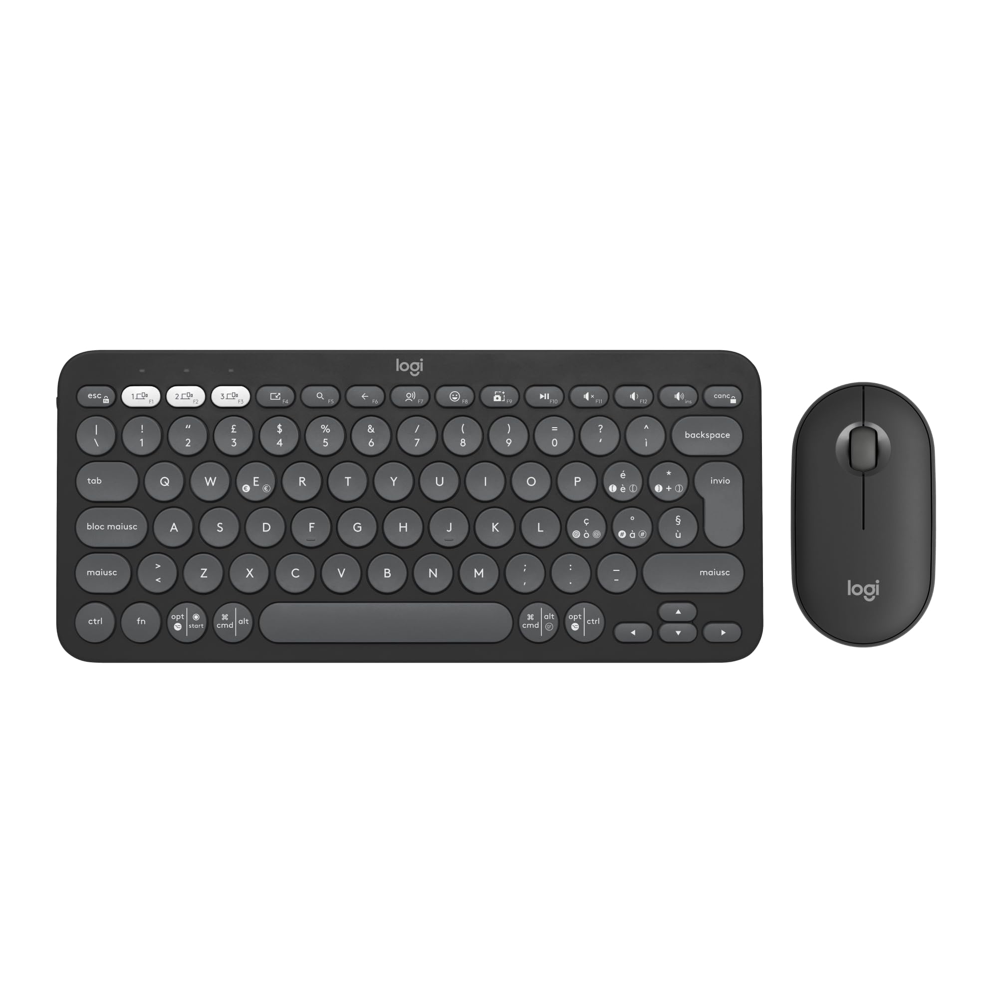 Logitech Pebble 2 Combo, kit tastiera e mouse wireless discreto, ITA QWERTY | Portatile, personalizzabile, Logi Bolt, Bluetooth, Easy-Switch per Windows, macOS, iPadOS, Chrome