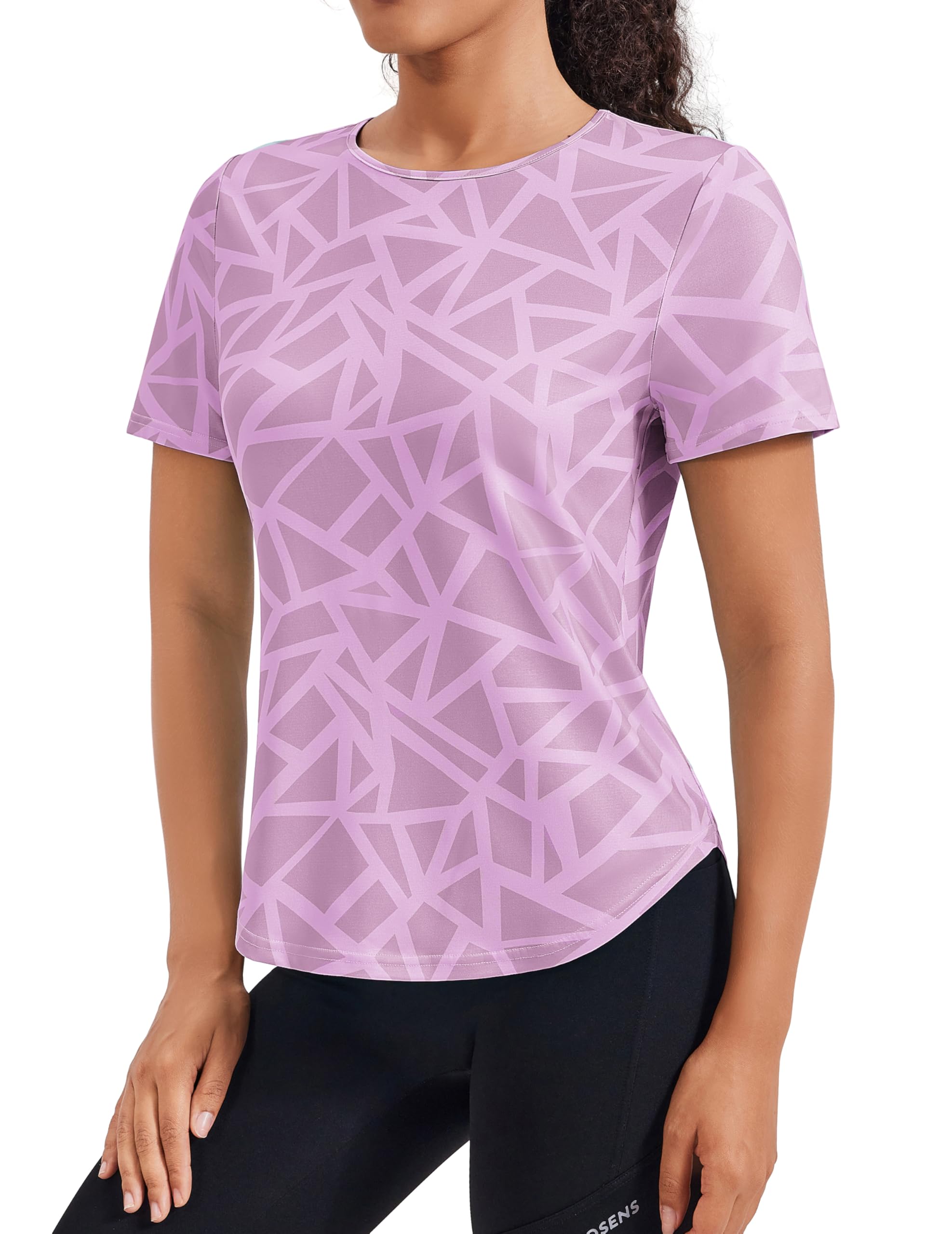 PINSPARK Maglietta Sportiva Donna Manica Corta Traspirante Girotondo Stretch Maglia Tecnica Fitness Palestra Yoga Corsa Top Sportivo Estate
