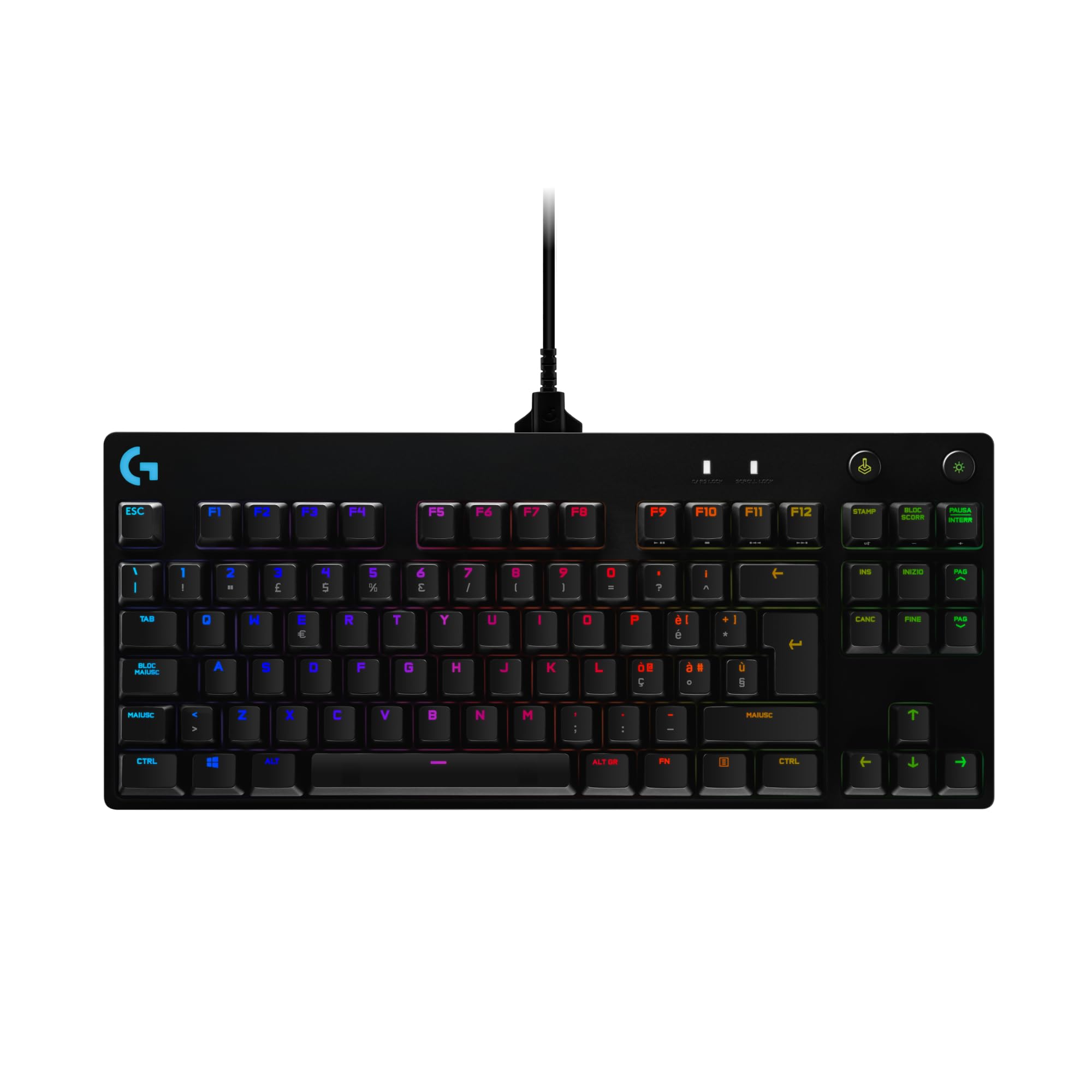Logitech G PRO Tastiera gaming meccanica (Nero) ITA QWERTY | Ultraportatile, senza tastierino, cavo micro-USB rimovibile, retroilluminazione RGB LIGHTSYNC 16,8M, PC/Mac
