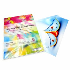 Vinile Adesivo Trasparente, 10 Fogli Lucido Inkjet Autoadesivo Etichetta Stampabile