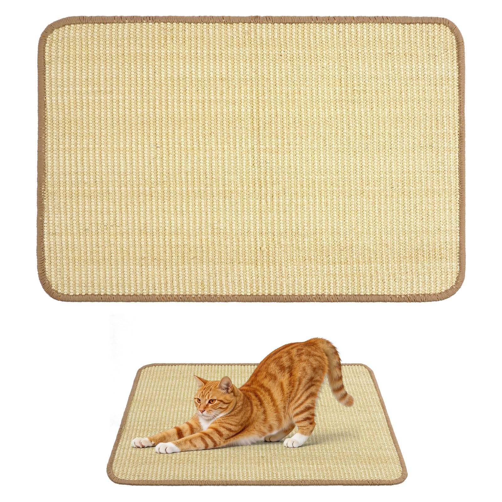 Adiwo 40 x 60 cm, Tappetino Tiragraffi per Gatti in Sisal Naturale, Anti Scivolo, Protezione Divano Graffi Gatto per Mobili Divani Pareti Gambe Letto Armadi Porte, Colore Beige
