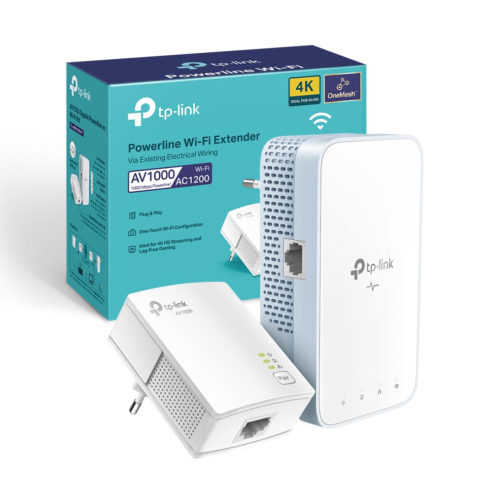 TP-Link TL-WPA1000 KIT Powerline Wi-Fi AV1000Mbps AC1200Mbps Gigabit | Per Portare la Rete in Stanze Lontane e Oltre Muri Spessi, Usa l'Impianto Elettrico, HomePlug AV2, Porta LAN…