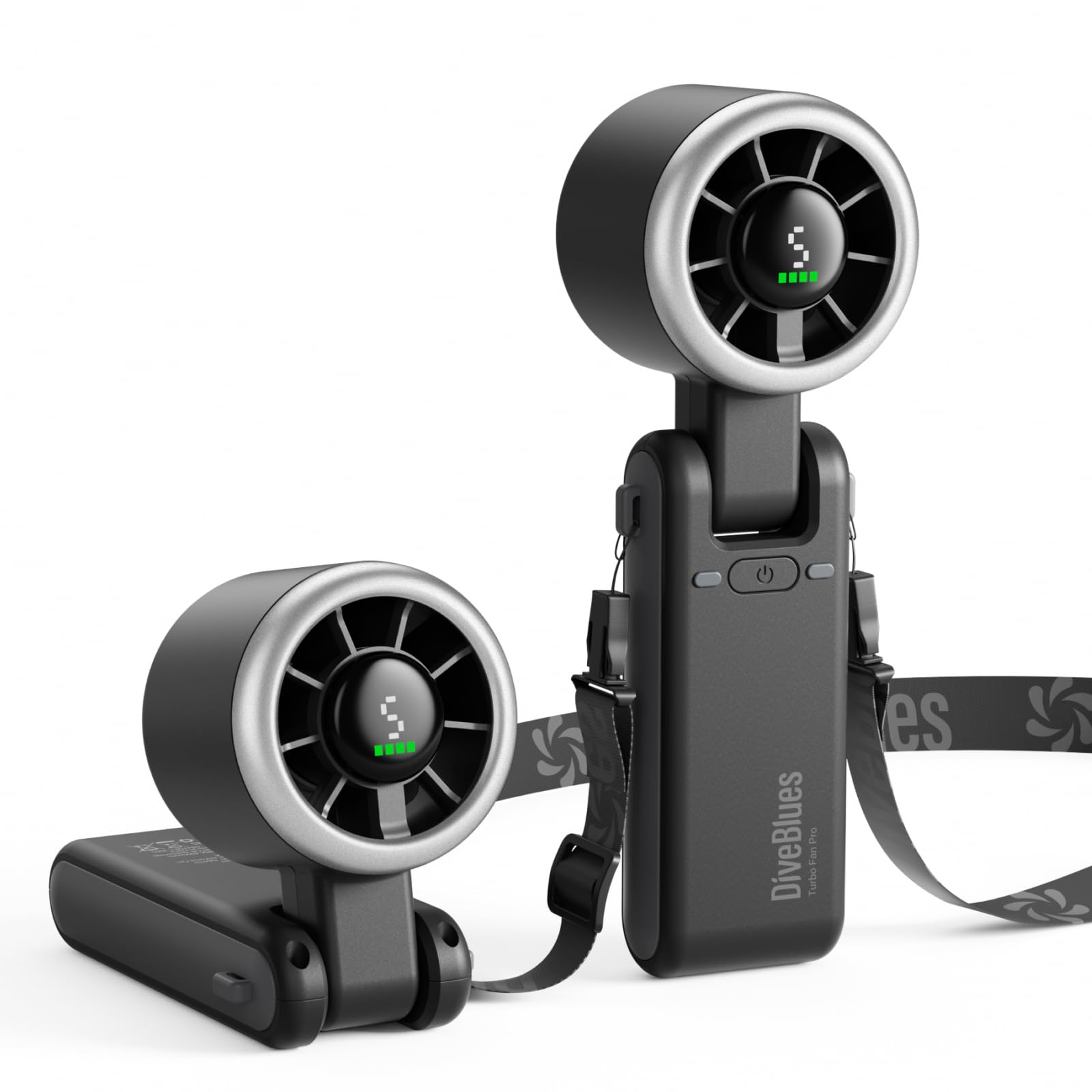 Diveblues Ventilatore Portatile a Mano, Raffreddamento Turbo 10m/s, 5 Velocità, Batteria Ricaricabile, Fino a 12 Ore di Autonomia, Ventilatore da Tavolo e Collo per Esterni, Viagg…