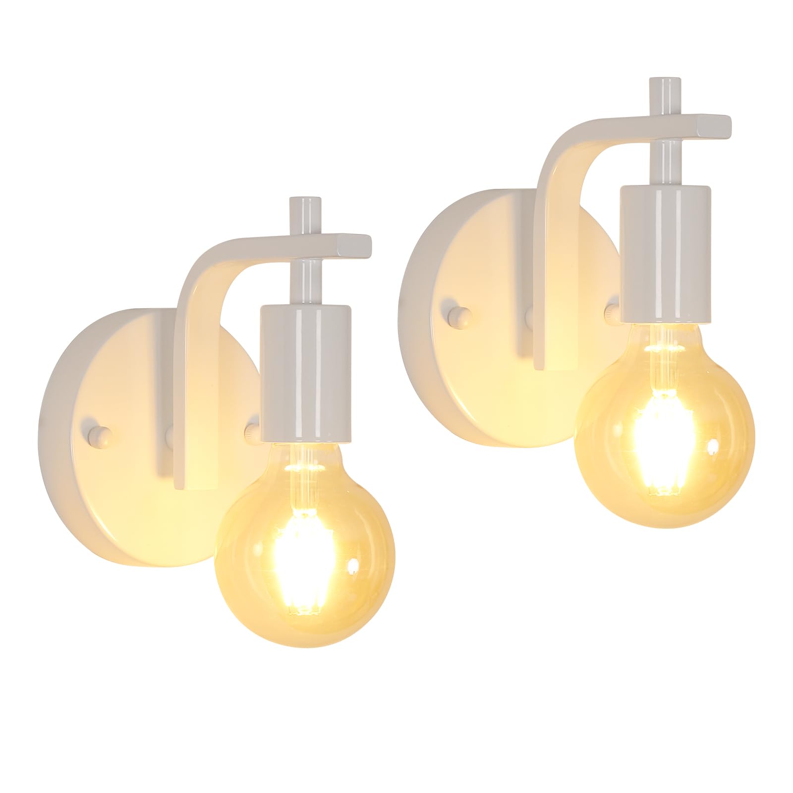 DELIPOP 2 Pezzi Lampada da Parete Applique da Parete Vintage E27 Bianco | Lampada a Muro Illuminazione Interni per Corridoio, Camera da Letto, Soggiorno