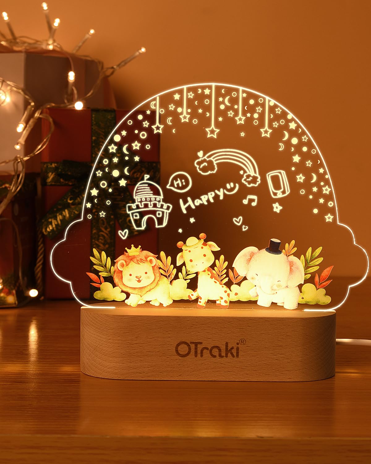 OTraki Nightlight Baby Personalizzato, Luce Notturna Bambino con Cancellabile Matita Nightlight Per Bambini LED Bianco Caldo per Nascita Regalo Lampada Bambino per Camera Da Letto