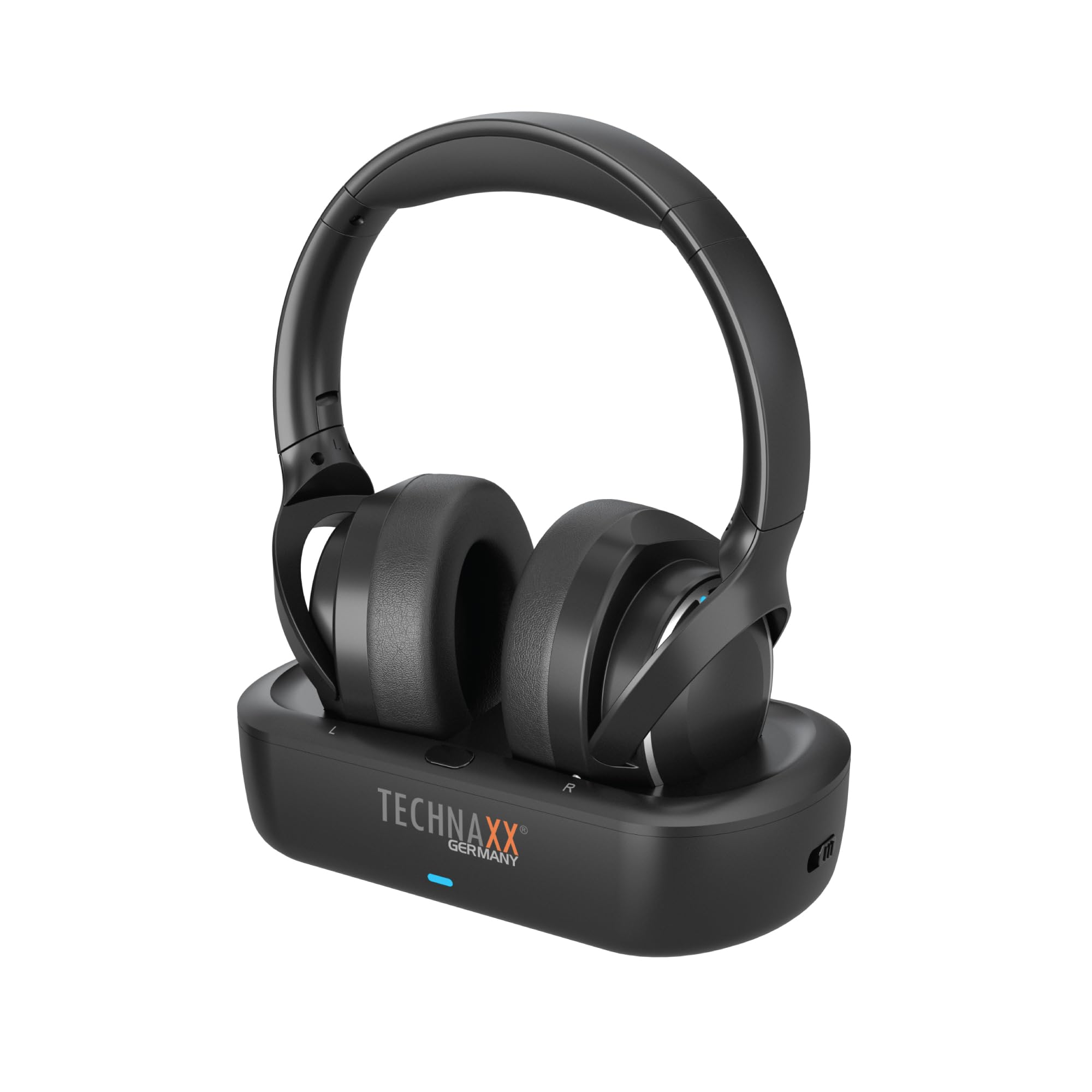 Technaxx Cuffie TV wireless con base di ricarica – Cuffie Bluetooth 5.4 Over-Ear con microfono, 30h autonomia, USB-C, ingresso ottico e AUX – Ideali per TV, anziani e musica - TX-…
