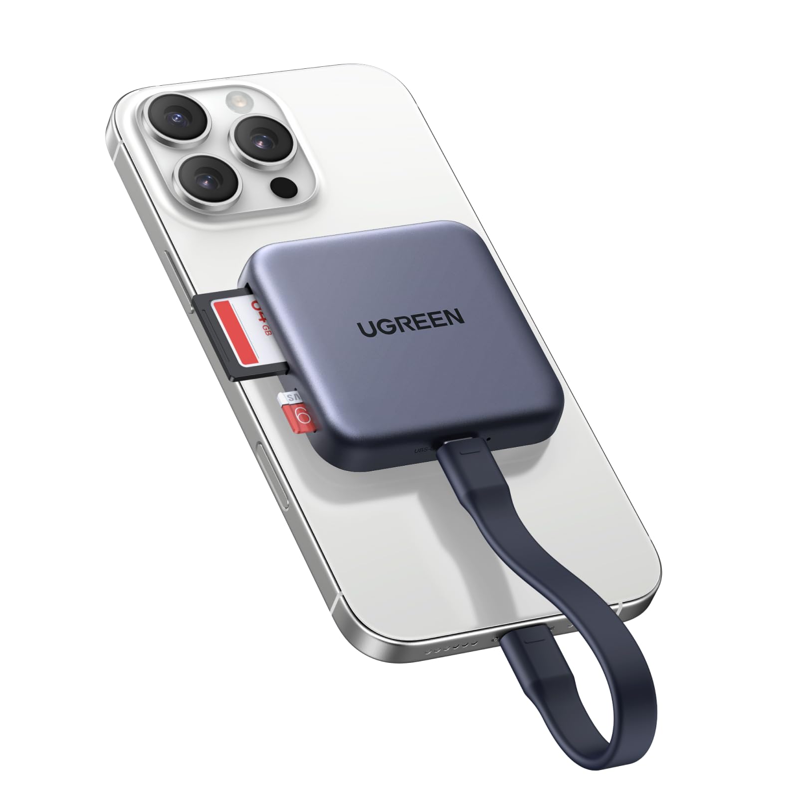 UGREEN Magnetico Lettore di schede SD 4.0 UHS II USB C Supporto PD 100W | 312MB/s Adattatore di schede TF in alluminio Compatibile con iPhone 17 Pro Max Air MacBook Air iPad Galax…