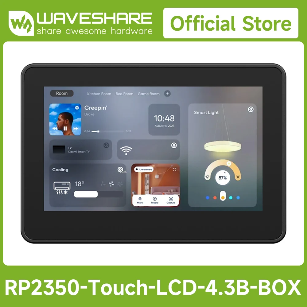 Scheda di sviluppo display touch capacitivo Waveshare RP2350 da 4,3 pollici, colore 800×480, 65K, doppio nucleo e doppia architettura