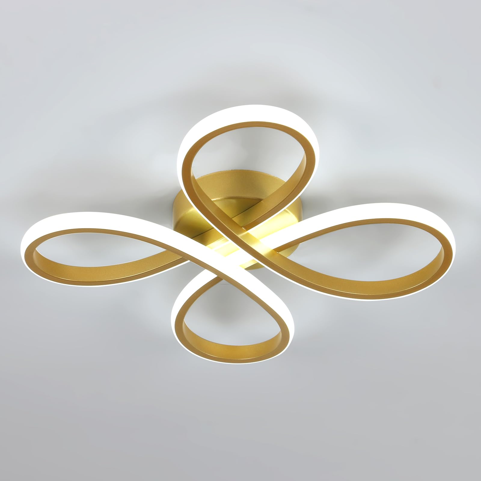 SENQIU Plafoniera LED Soffitto, 30W 6500K Oro Creativa Elegante Plafoniera | a Forma di Fiore, 3375 Lumen, Moderno Lampada da Soffitto a LED in Alluminio per Camere da Letto, Sogg…