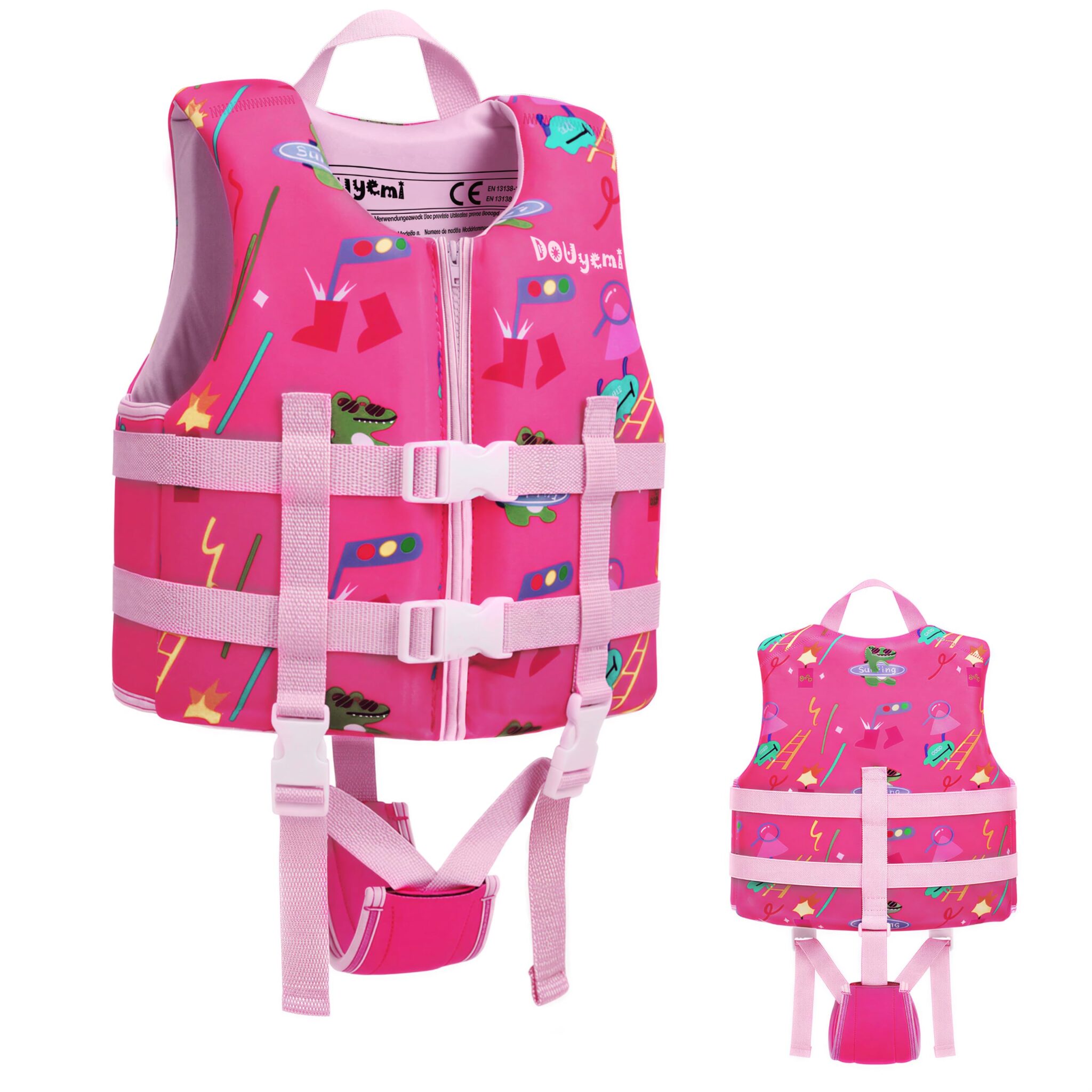 Gilet da Nuoto per Bambini, Giubbotto Galleggiante con Cinghia di Sicurezza, Ausilio al nuoto certificato, con Cinghie di Sicurezza Regolabili, età 2-9