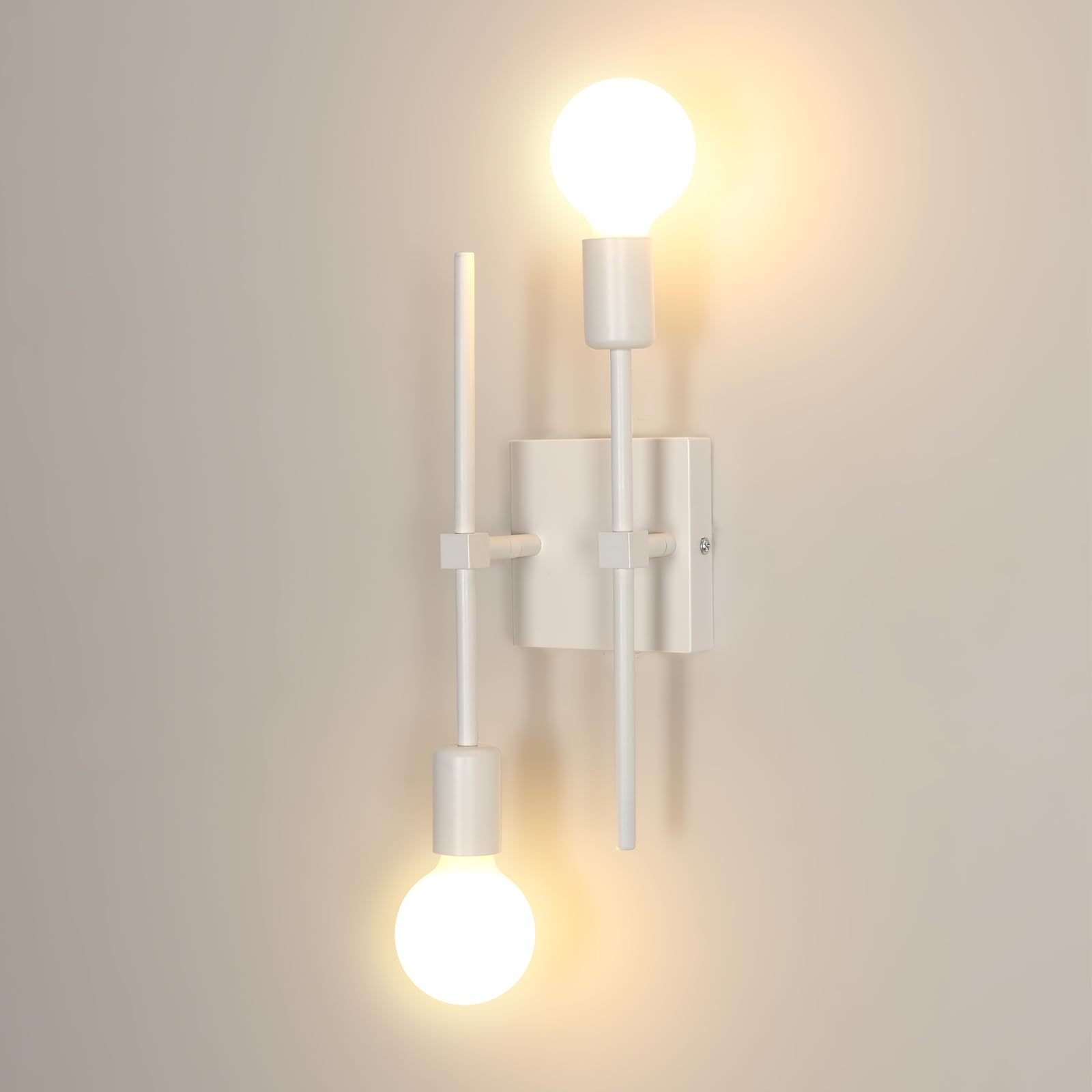 Riserva Applique da Parete Moderno Bianco E27 Lampada da Parete Industriale | 350° Regolabile Lampada da Muro Ferro per Camera da Letto, Soggiorno, Sala da Pranzo, Corridoio, Scal…