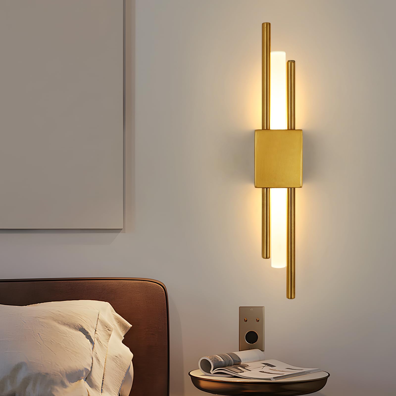 Comely Applique da Parete Interno, 10W Lungo Lampada da Parete LED Moderno | Lampada a Mur in Acrilico per Camera da Letto Soggiorno Corridoio Scale, Bianco Caldo 3000K, Oro 40CM