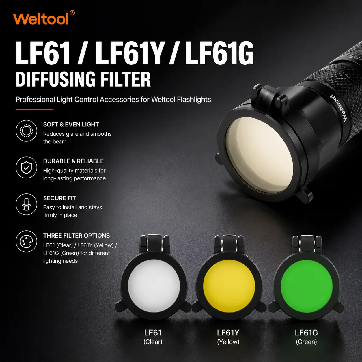 Filtro diffusore Weltool LF61/LF61Y/LF61G per torcia W4/W5