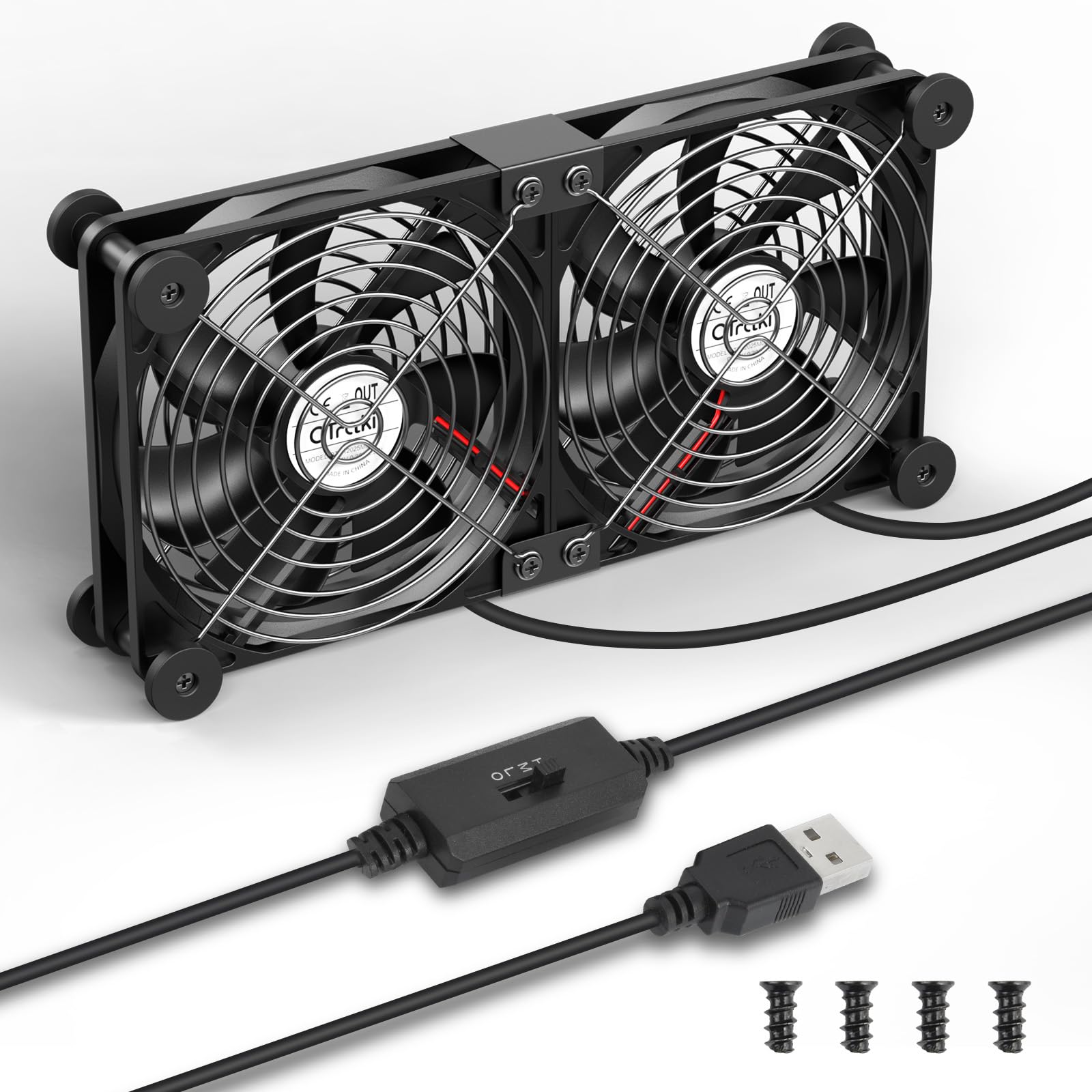 OTraki 120 mm USB Ventole PC 2 in 1 Ventola, Ventilatore Portatile 3 Velocità Regolabili Ventola Di Raffreddamento Elettronica Con 8 Piedini Ammortizzanti Per Router, Computer, Tv…