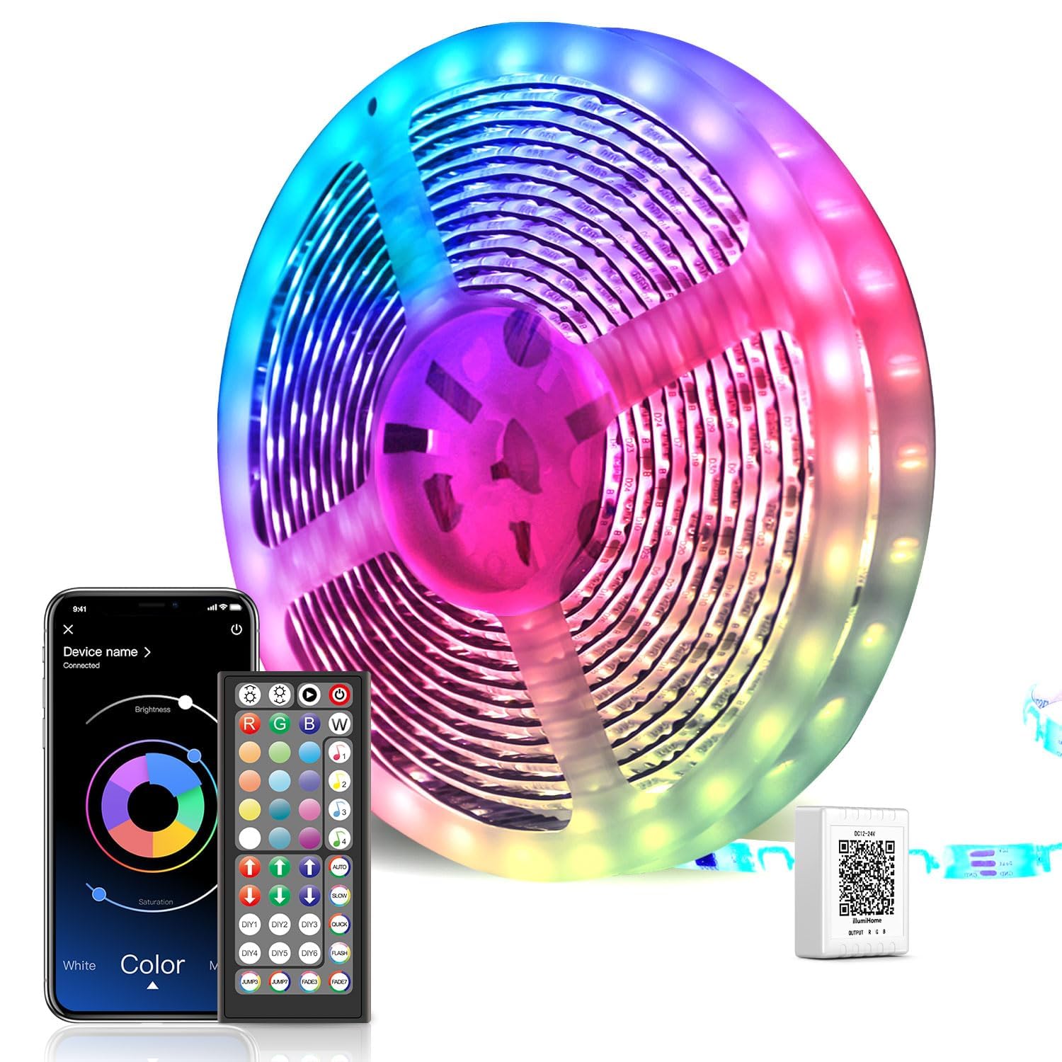Mexllex Striscia LED 30 Metri, Bluetooth RGB Led Camera con Telecomando, App Controllato, Cambia Colore con la Musica, Luci LED Colorate per Casa, Decorazioni, Cucina, Bar, Festa