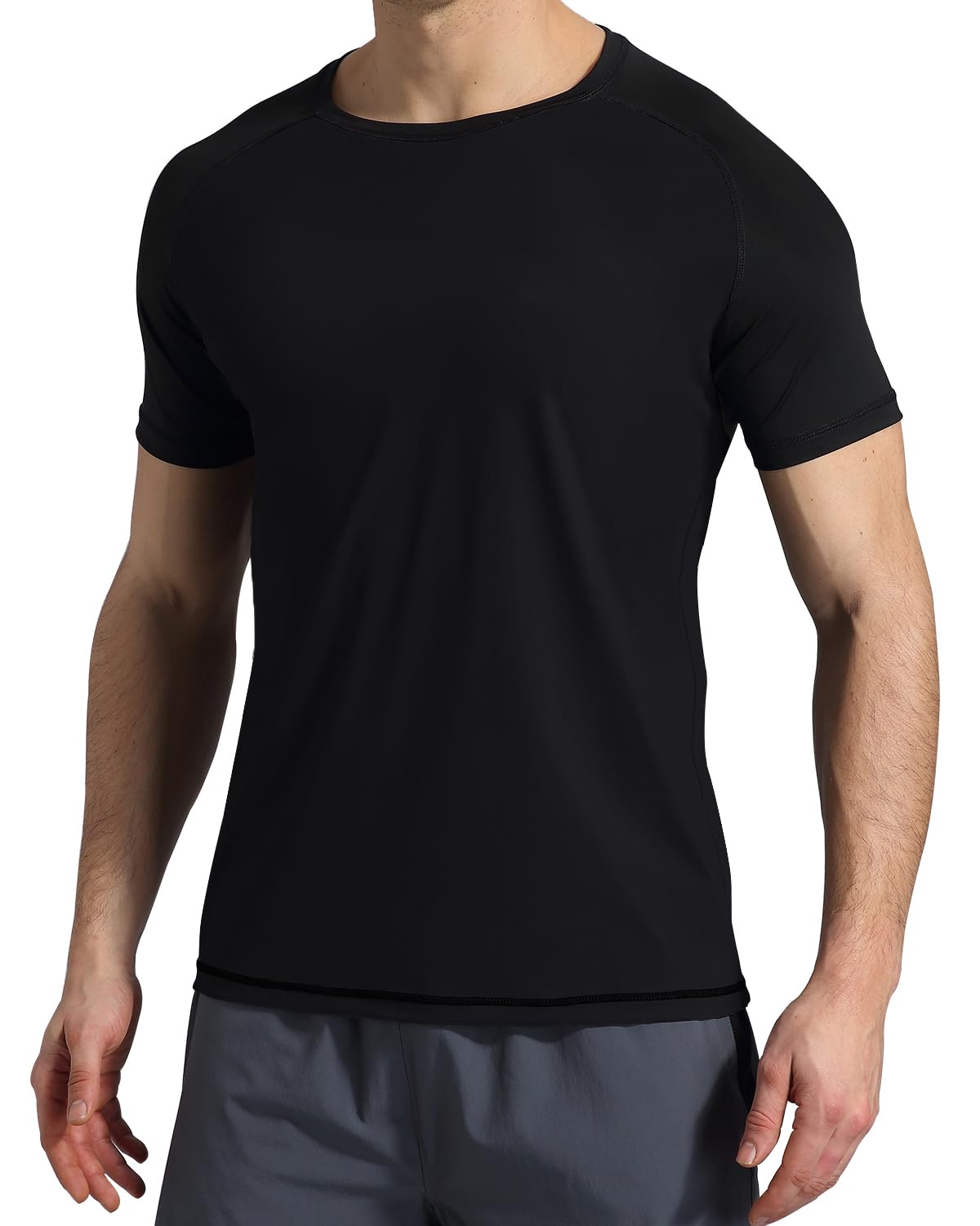 VAYAGER Rash Guard UPF 50+, Maglietta da Bagno da Uomo, a Maniche Corte, ad Asciugatura Rapida, vestibilità Comoda, per Surf