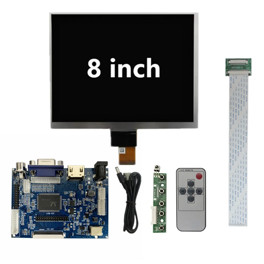 Schermo LCD IPS da 8 Pollici 1024*768 HJ080IA-01E HE080IA-01D con Kit Scheda Driver 2AV VGA HDMI per Raspberry Pi