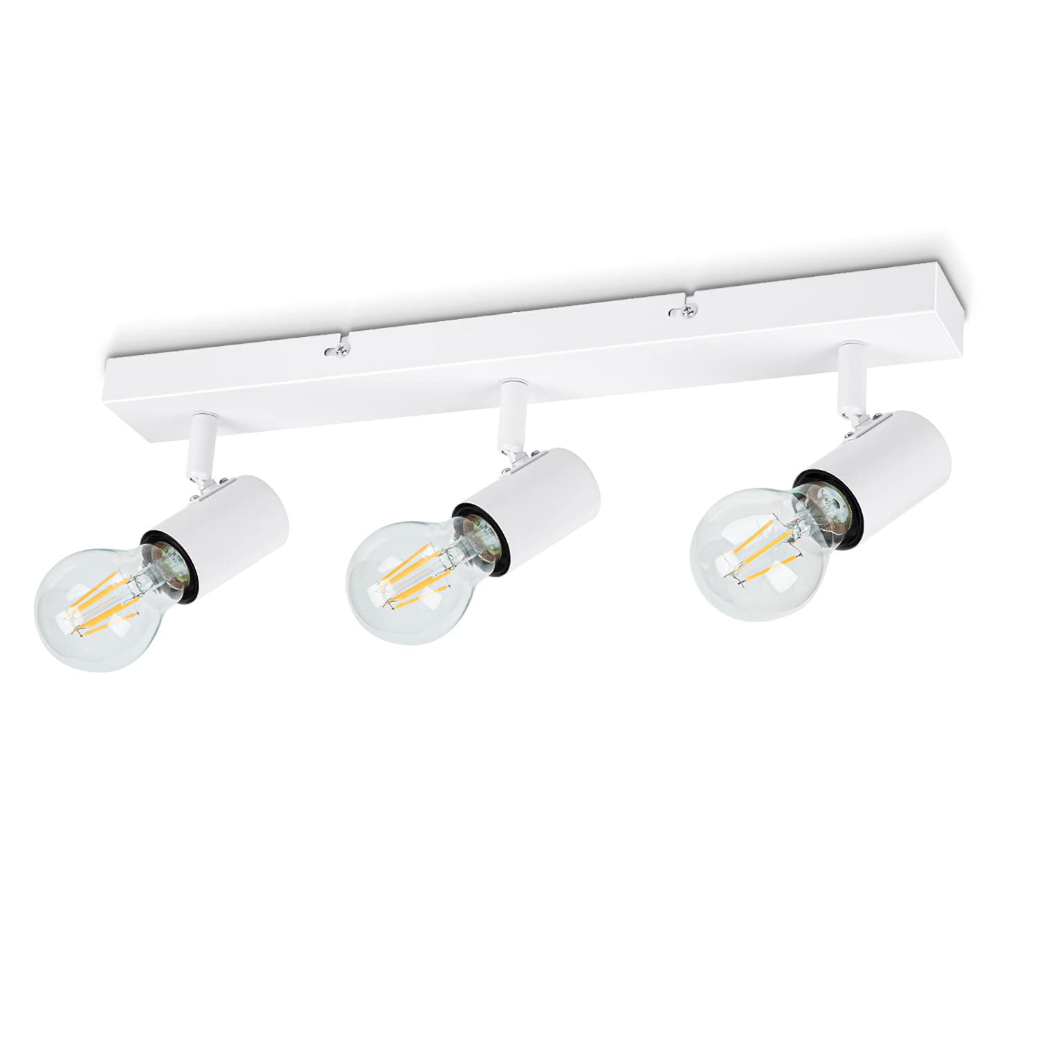 Dehobo Bianco Faretti LED Soffitto 3 Luci, Plafoniera LED Soffitto E27 | Faretto LED Interno Orientabile a 350° , Plafoniere da Soffitto Portalampada E27 per Cucina Soggiorno, Lam…