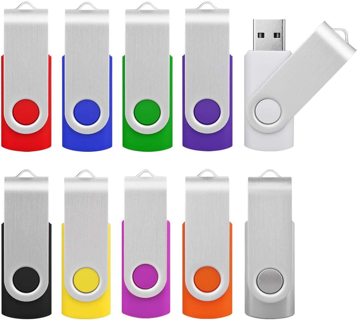 KOOTION Chiavetta USB 16GB, 10 Pezzi USB 2.0 Pendrive 16GB Piccolo e Leggero Pennetta Usb Set con Coperchio in Metallo Girevole a 360° Penna 16G Para Ordenador/TV/Coche/Player, ect